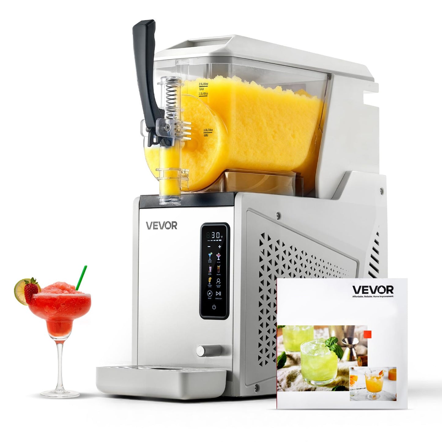 VEVOR Slushie Machine, 3L/100oz No Ice Needed Slushy Machine for Home, Frozen Drink Maker with Single Tank, Margarita Machine with Self-Cleaning, for Frozen Margaritas, Frappés, Milkshake & More
