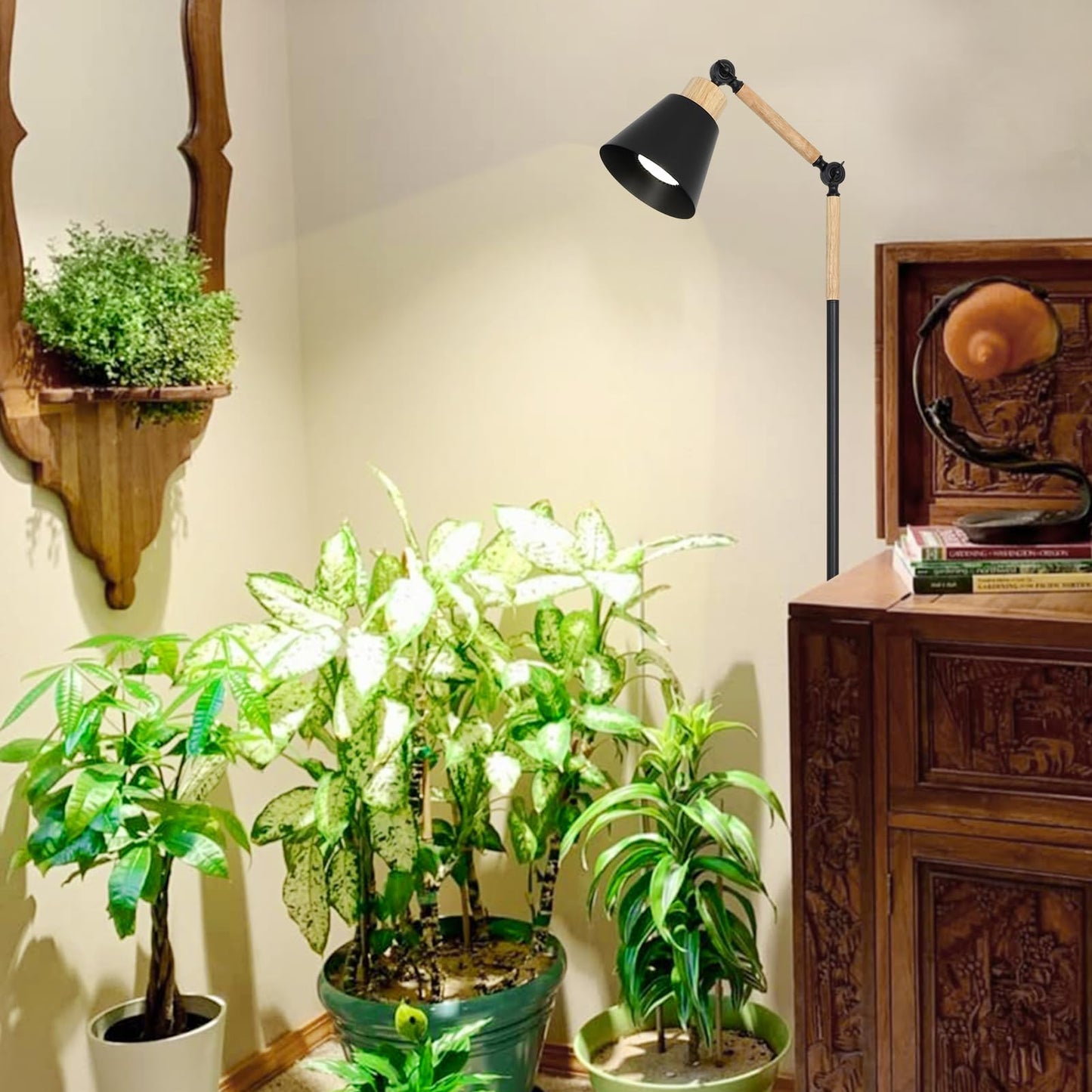 HMVPL Grow Lights for Indoor Plants Full Spectrum, Plant Lights for Indoor Growing with 20W COB Grow Light Blub, 4/8/12H Timer, Standing Tall Grow Lamp for Middle Large Plants(75'', Height Adjustable)