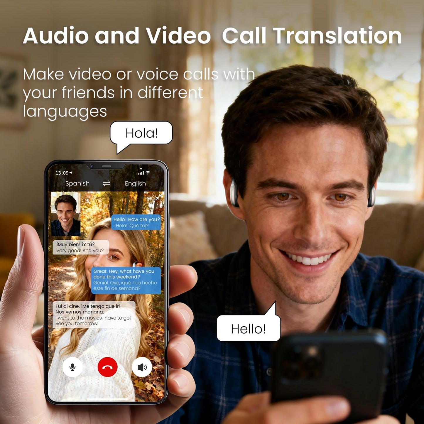AI Language Translation Earbuds, LCD Touch Screen OWS Real-Time Translator for 144 Languages & Accents Headphones Translator Ideal for Travel Business Learning Translation Device Earphones(Black)