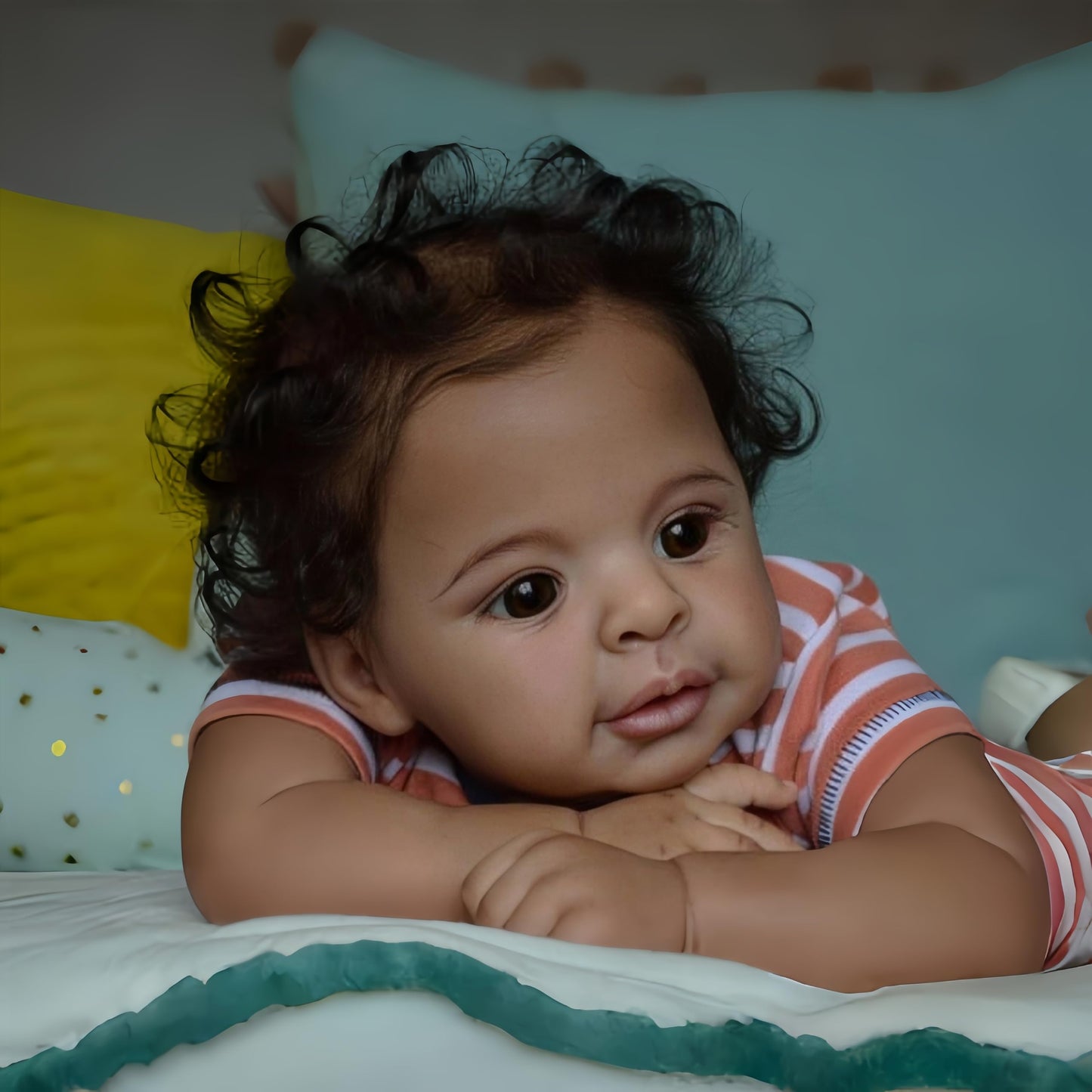 kgniess me Lifelike Reborn Baby Dolls Black Girls Anthony Reborn Doll Girls 21-Inch Soft Body Realistic African American Newborn Baby Doll Real Life Baby Dolls Gift Box Toys for Kids Age 3+
