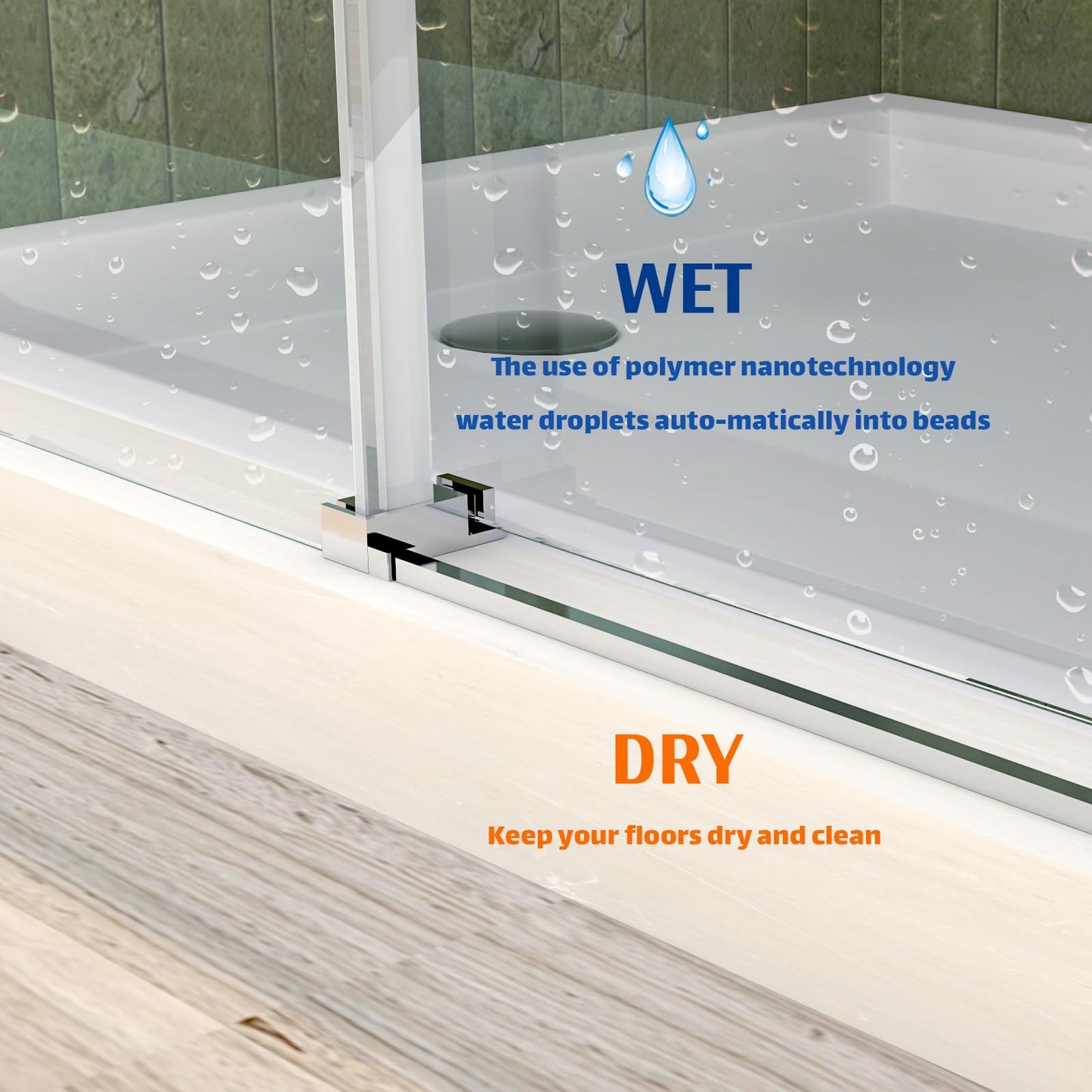 Mainzel Frameless Sliding Shower Door, 56-60" W × 76" H, Shower Glass Door, SGCC-Certified 3/8" (10 mm) Tempered Glass, Double Sided Easy Clean,Walk-in Shower Door, Minimalist Style, Silver