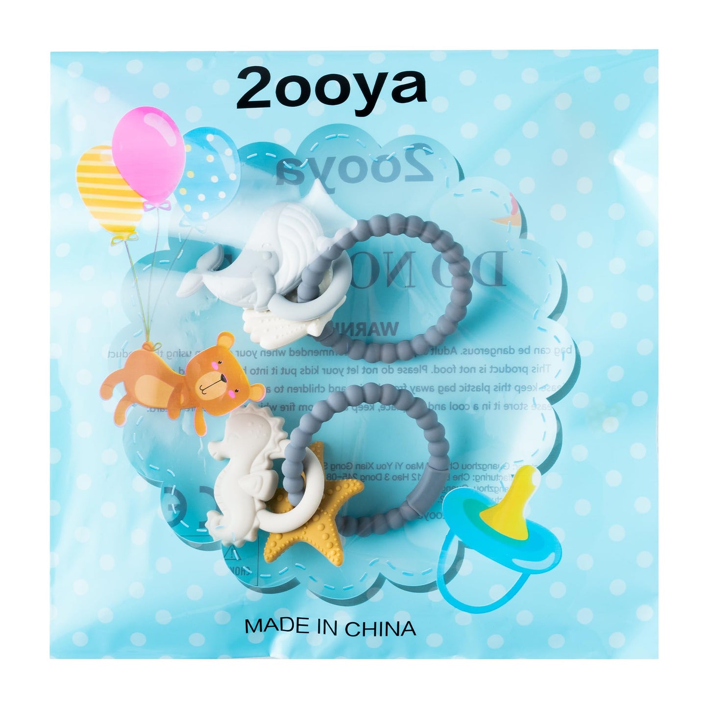Silicone Teether Toys for Babies - 2ooya 2Pcs Summer Ocean Beach Themed Teething Ring Infant Soft Teethers, Toddler Teething Chew Toys for Newborn Boy and Girl Baby Shower Birthday Gifts