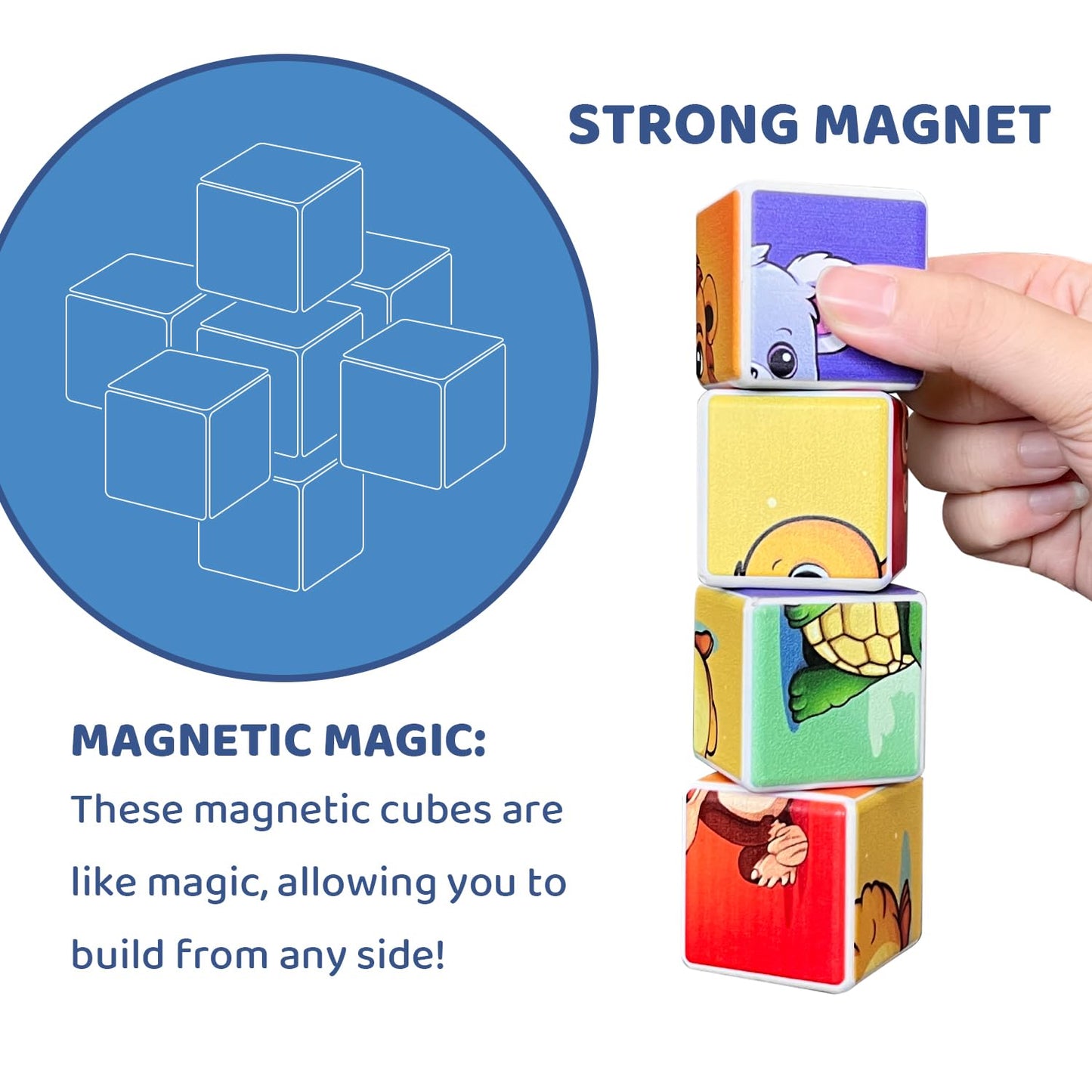 Magnetic Building Blocks & Magnetic Puzzle Toys for Toddlers, Large Building Blocks Cubes 1.65 Inches, Sensory & Montessori Toys for Boys & Girls 1 2 3 Years Old(40pcs)