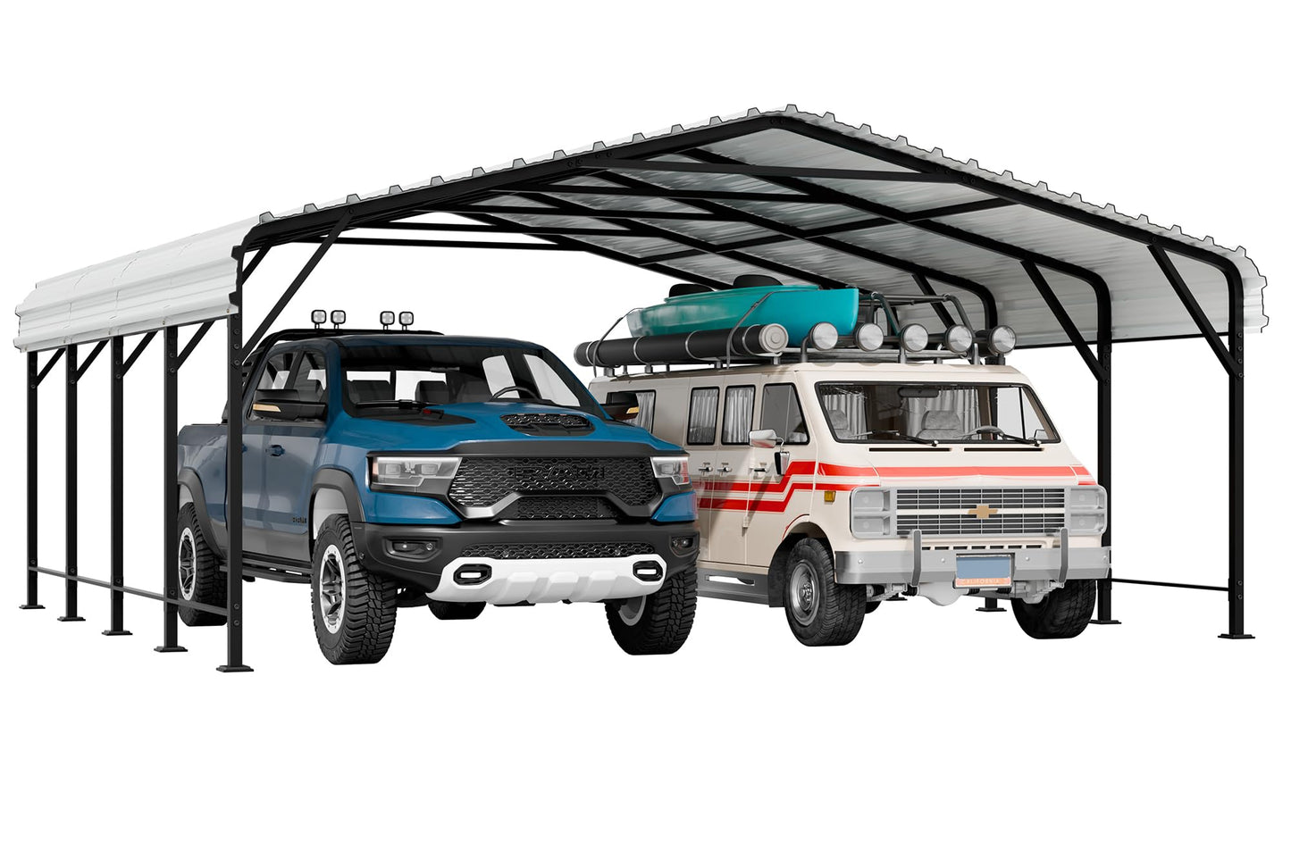 Shintenchi 20x20 FT Metal Carport, Oversized Carport Garage with Enhanced Base, Outdoor Galvanized Car Shelter, Heavy Duty Carports Canopy, for Car, Boats and Tractors, White