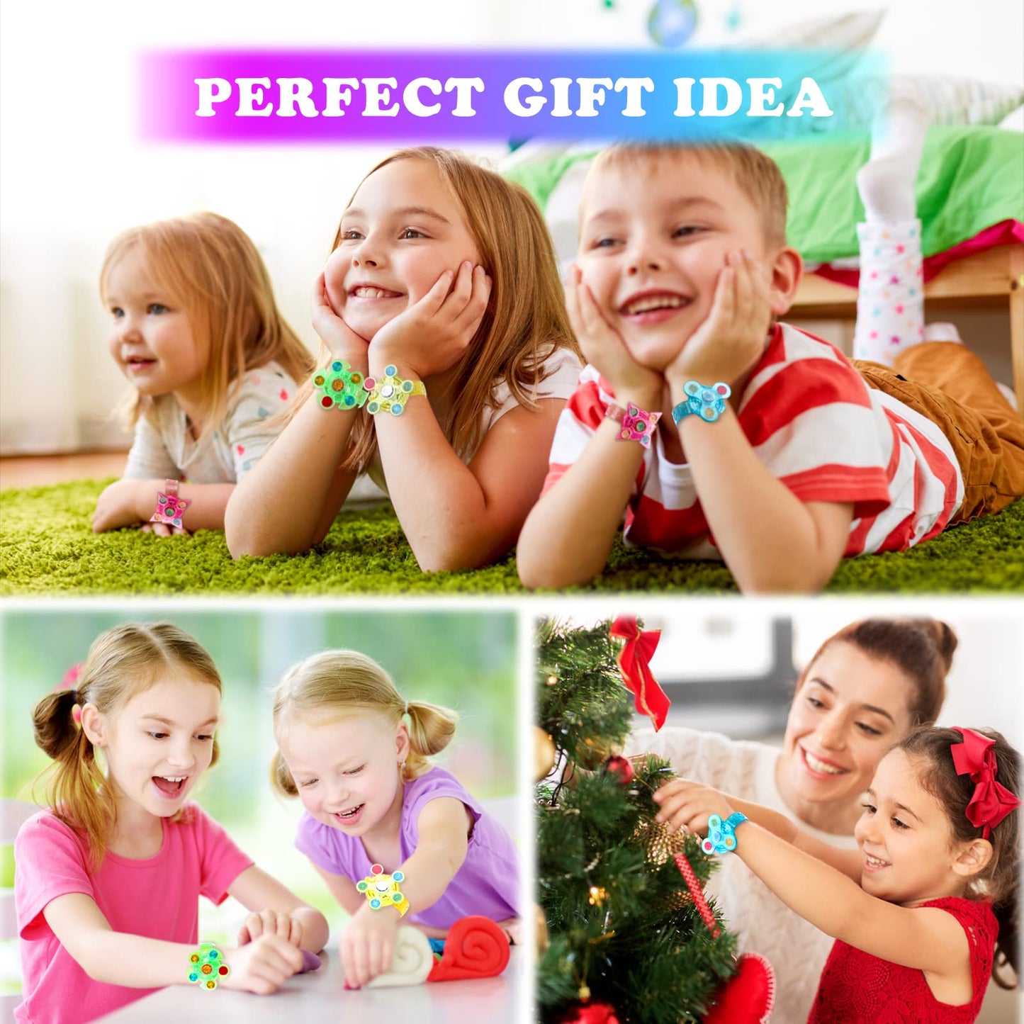 50 PCS LED Spinner Bracelets Light Up Party Favors For Kids 4-8-12, Glow Bracelet Glow in The Dark Party Supplies Light Up Toys, Classroom Kids Prizes Goodie Bag Stuffers, Easter Egg Fillers Gift (50)