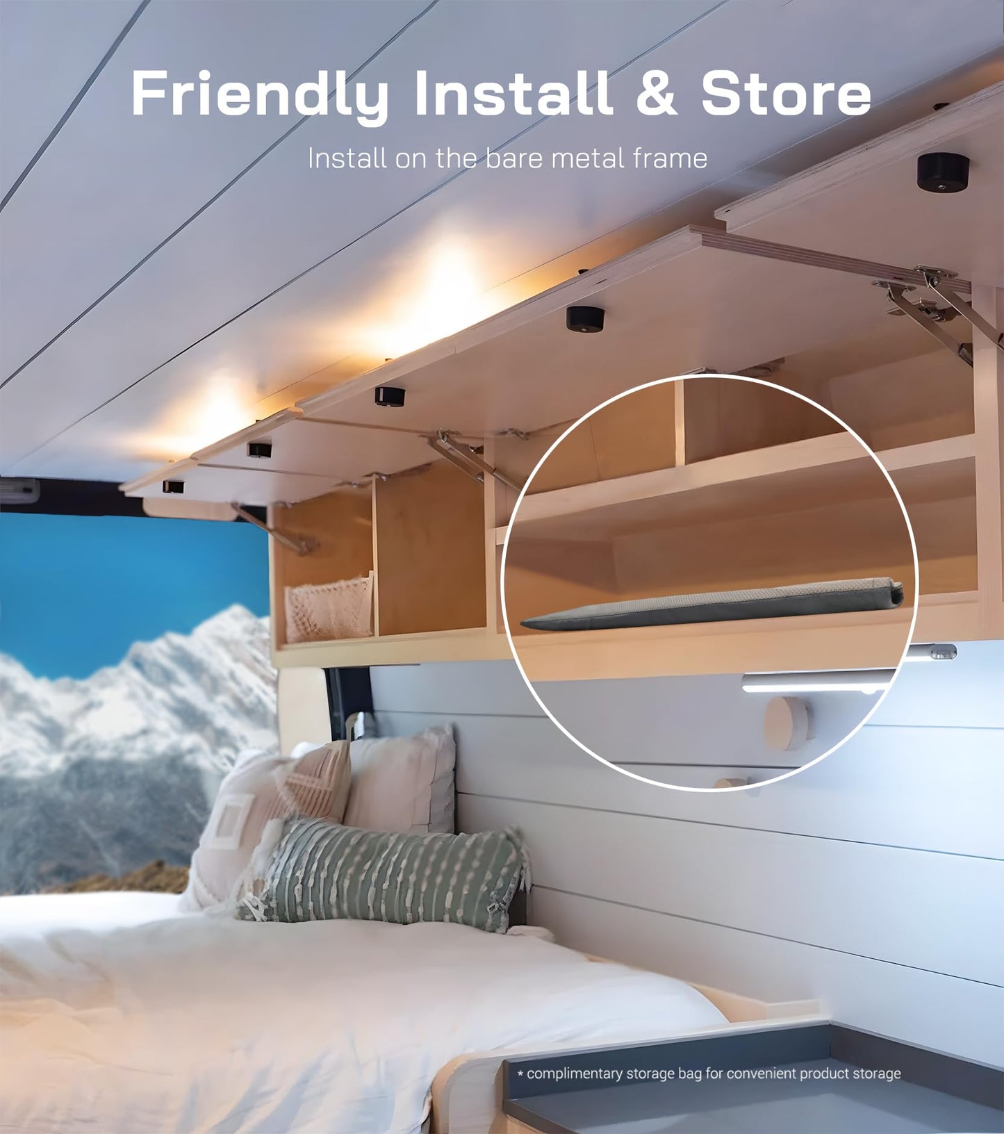 VANNCAMP Rear Door Window Covers(Pair) for Ford Econoline, Magnetic Insulated Blackout Window Sunshade, Foldable Design, AllSeasonGuard