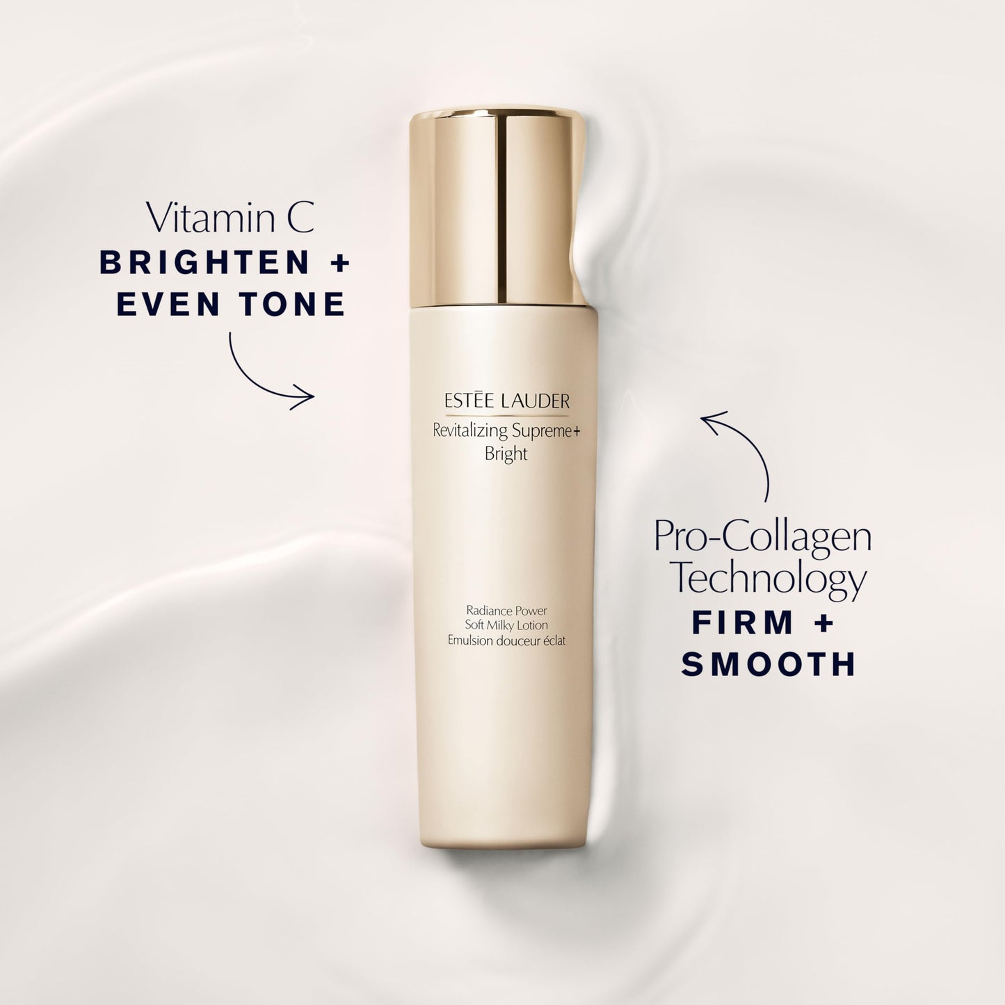 Estée Lauder Revitalizing Supreme+ Bright Radiance Power Soft Milky Lotion Moisturizer with Vitamin C | Targets Dark Spots & Dullness, 3.4 Fl Oz