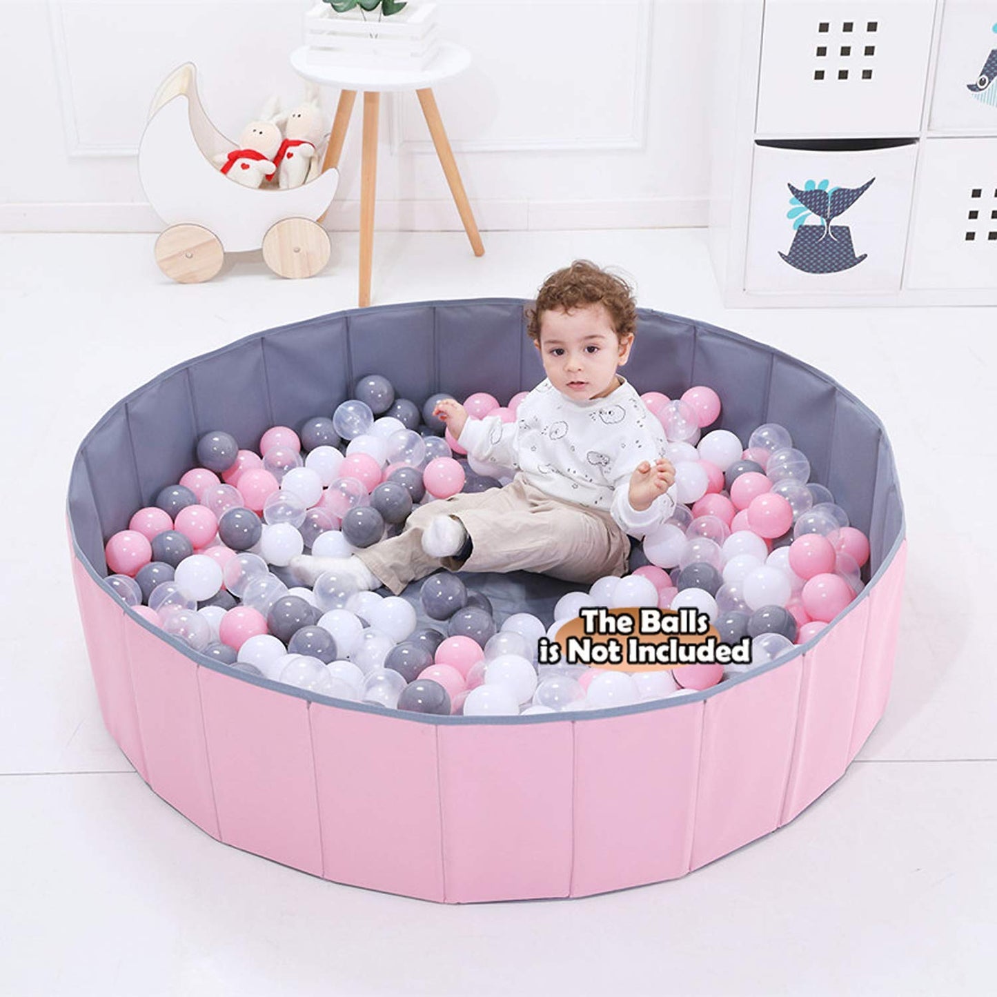 4 feet Ball Pit for Kids/Baby Play Yard/Baby Playpen/Fence for Baby, Holds Over 1000 Balls, Folding Portable, No Need Inflate, More Than 12 Sq.ft Play Space