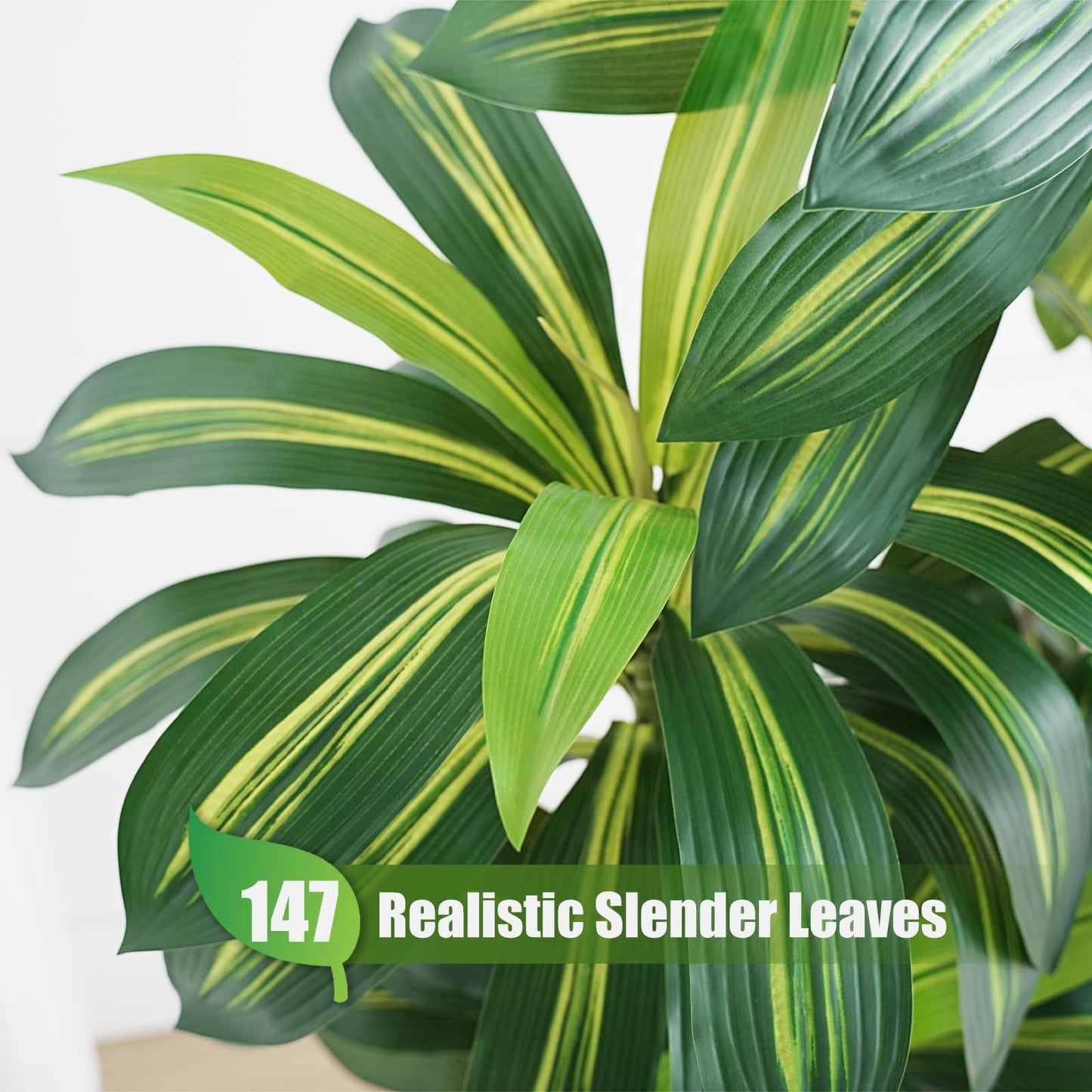 ZEEOZE Dracaena Plant Artificial Tree 7Ft Tall Fake Tropical Floor Plants Potted (Real Touch) Artificial Silk Tree Leaf Faux Trees White Tall Planter for Home Office Living Room Indoor Outdoor Decor