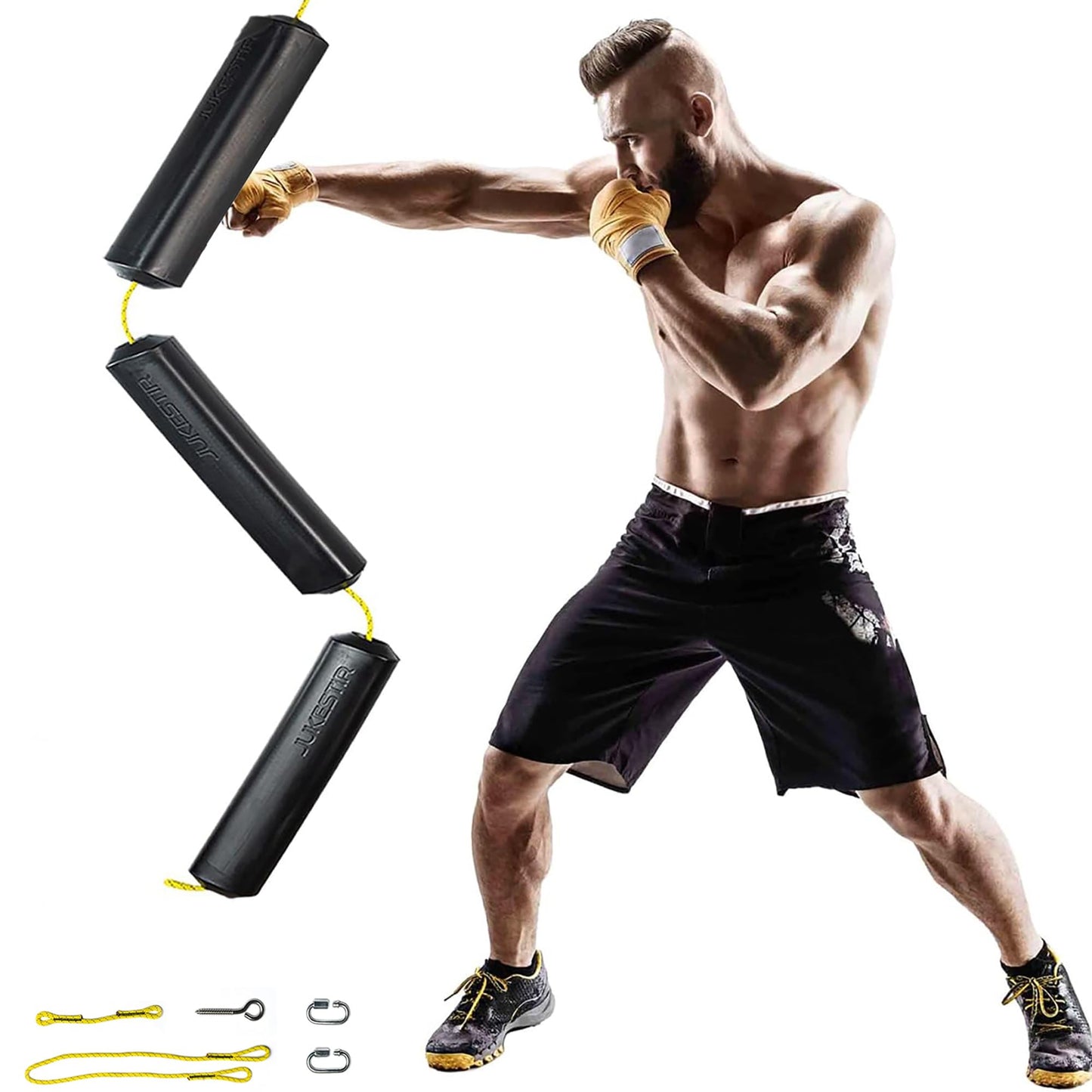 Jukestir® Only Punching Bag with Dynamic Motion. Better Footwork Than Double End Bag, Speed Bag. More Agility Than Heavy Bag. Boxing MMA Equipment. Great Workout for Adult or Teen. Used by Pros.