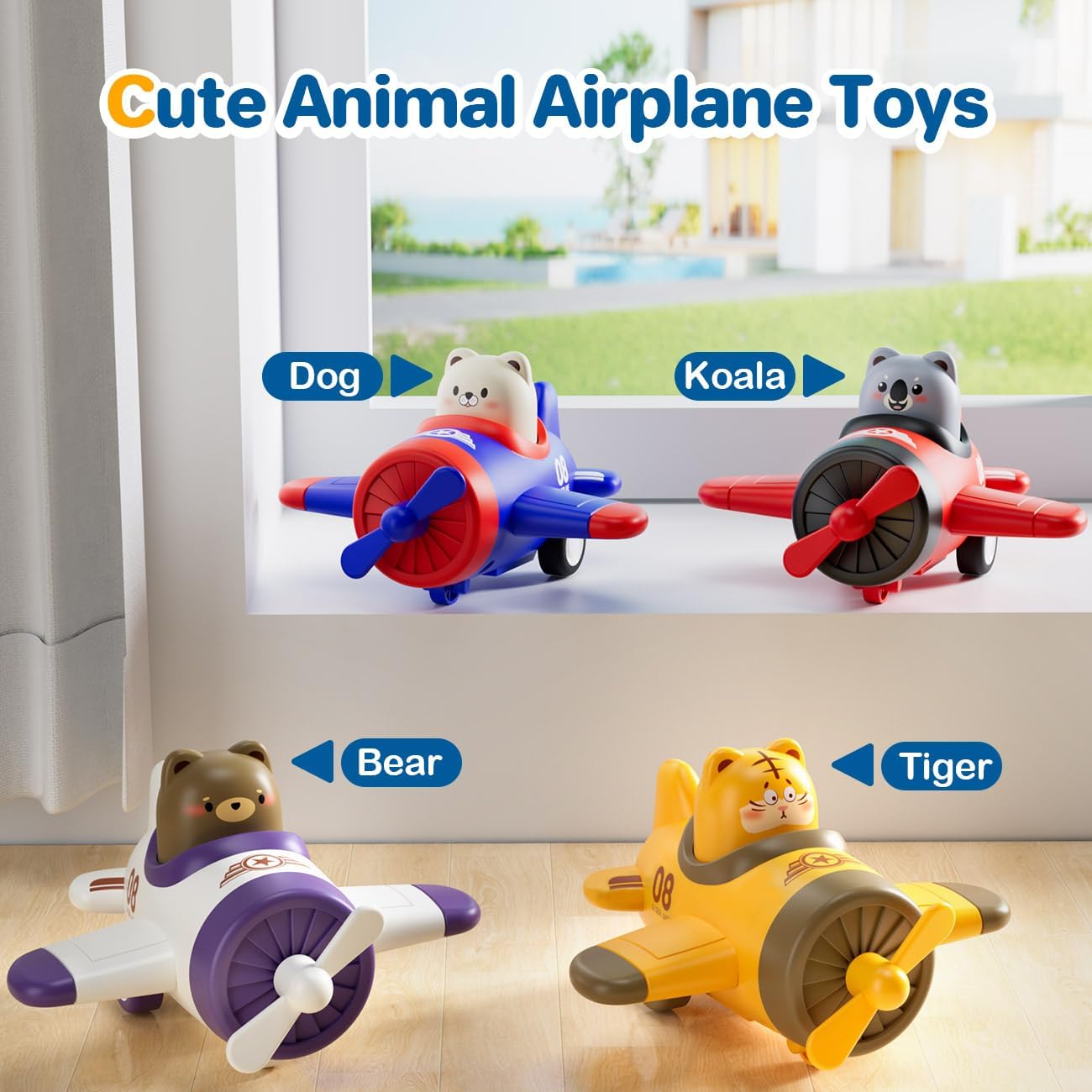 iValea Airplane Toys for Toddlers 1-3: Press and Go Cars Toys for 1 2 Year Old Boy - Christmas Birthday Gifts for 1 2 3 Year Old Boys Girls Toddler Toys Age 1-2