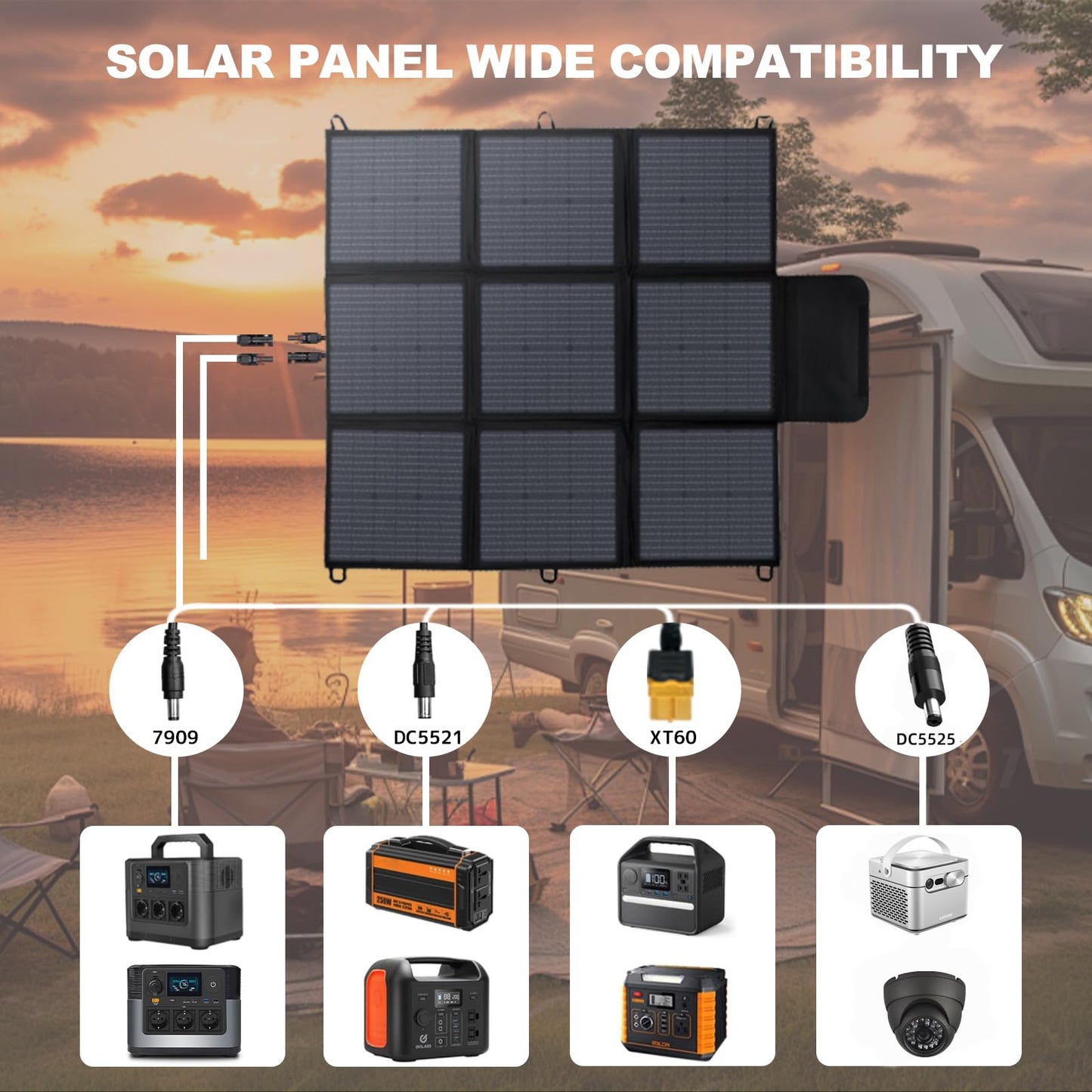 LVYUAN 400W Portable Solar Panel, 20V Foldable Pillow-Sized Solar Panel IP64 Waterproof, Upgraded 23% Efficiency for Solar Power Station Generator for Outdoor Camping Backpacking Hiking