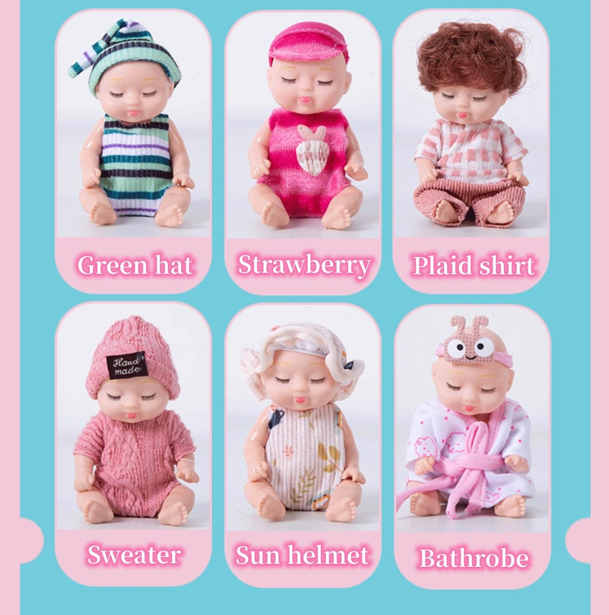 TISDEN 4 Inch Mini Baby Dolls 6pcs Set Cute Realistic Baby Dolls Toys with Handmade Doll Clothes for Suitability Kids 3 and up Household
