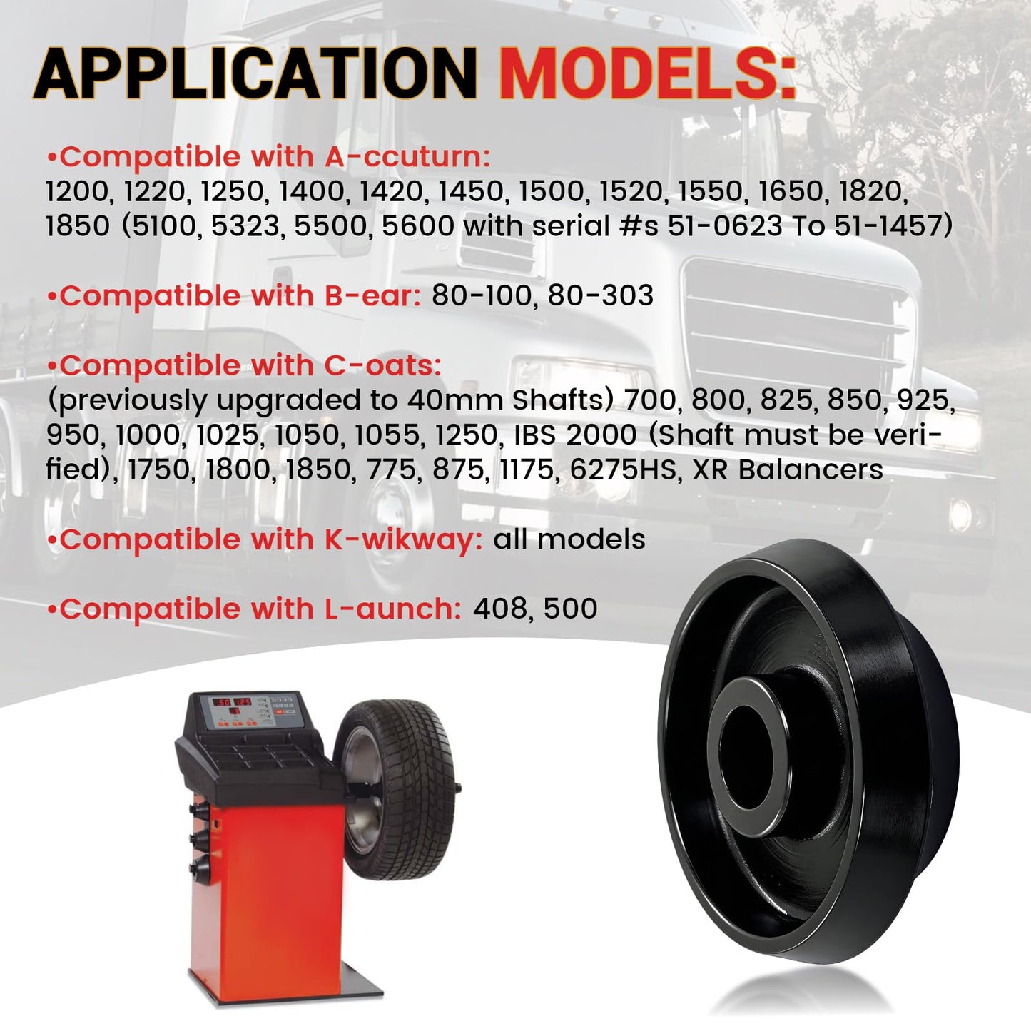 Wheel Balancer Truck Dual Collet Centering Cone 4.72"-6.85" Fit for 40mm Shaft Replace 2051-40 205140