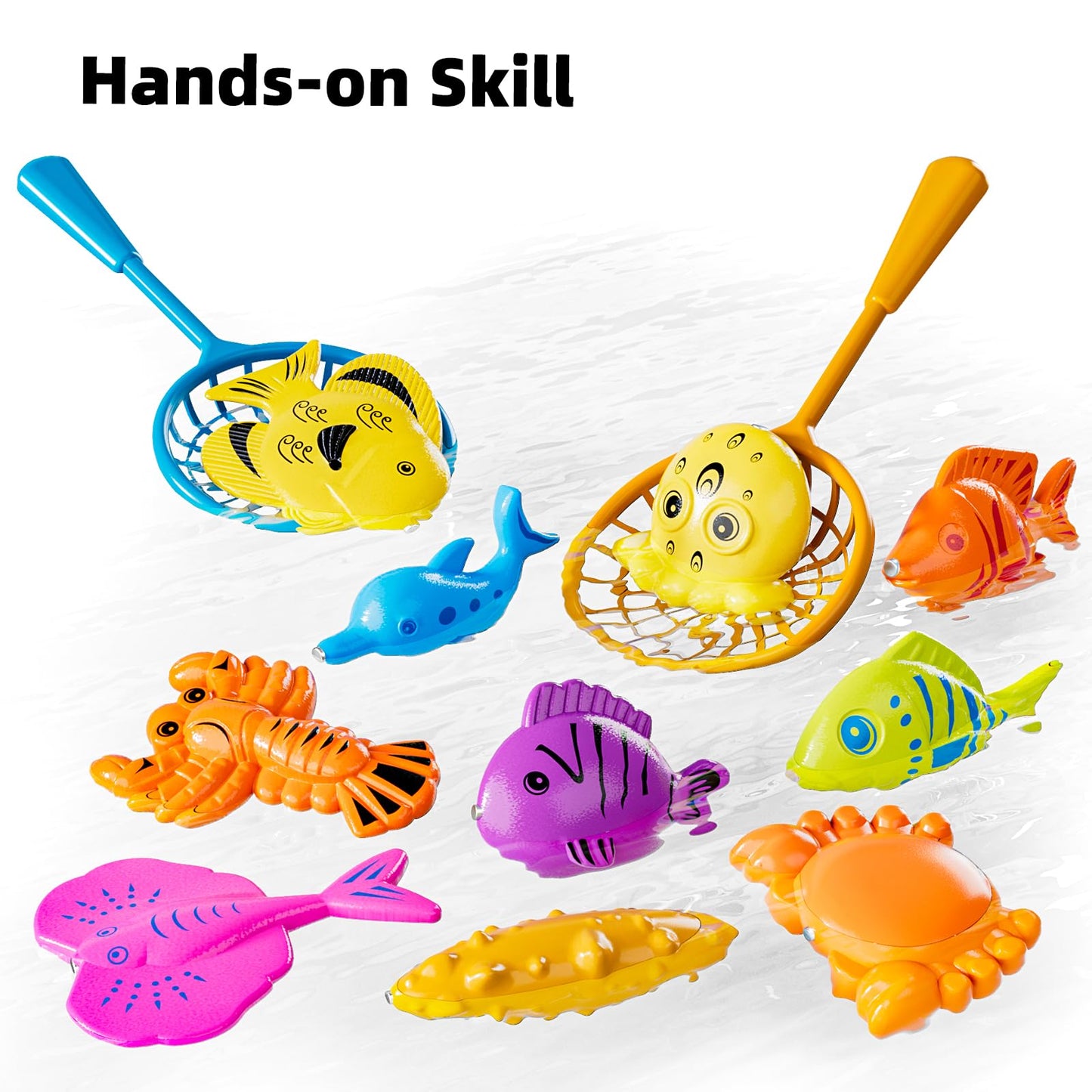 TEMI Fishing Toy for Kids 3-8 Years Old, Bath Toy for Child, Magnetic Fishing Pole for Toddlers, Summer Water Toys for Boys and Girls, Outdoor and Indoor Toys, Gifts for Birthday and Holidays