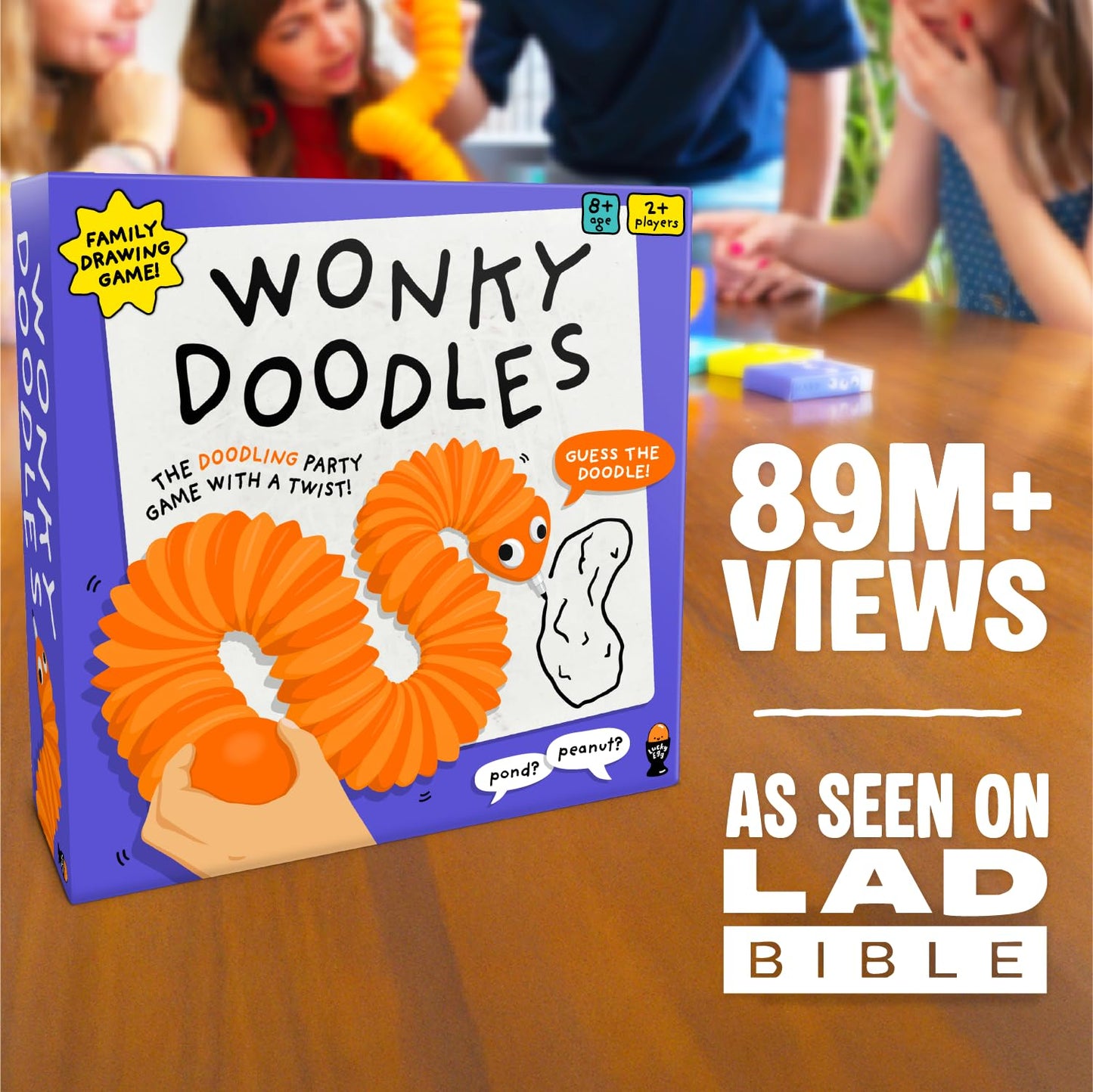 Lucky Egg Wonky Doodles – Hilarious Drawing Games for Family Game Night & Parties – Family Board Games for Adults with Wonky Doodler, 150 Word Cards & Whiteboard – Best Family Games for Ages 8+