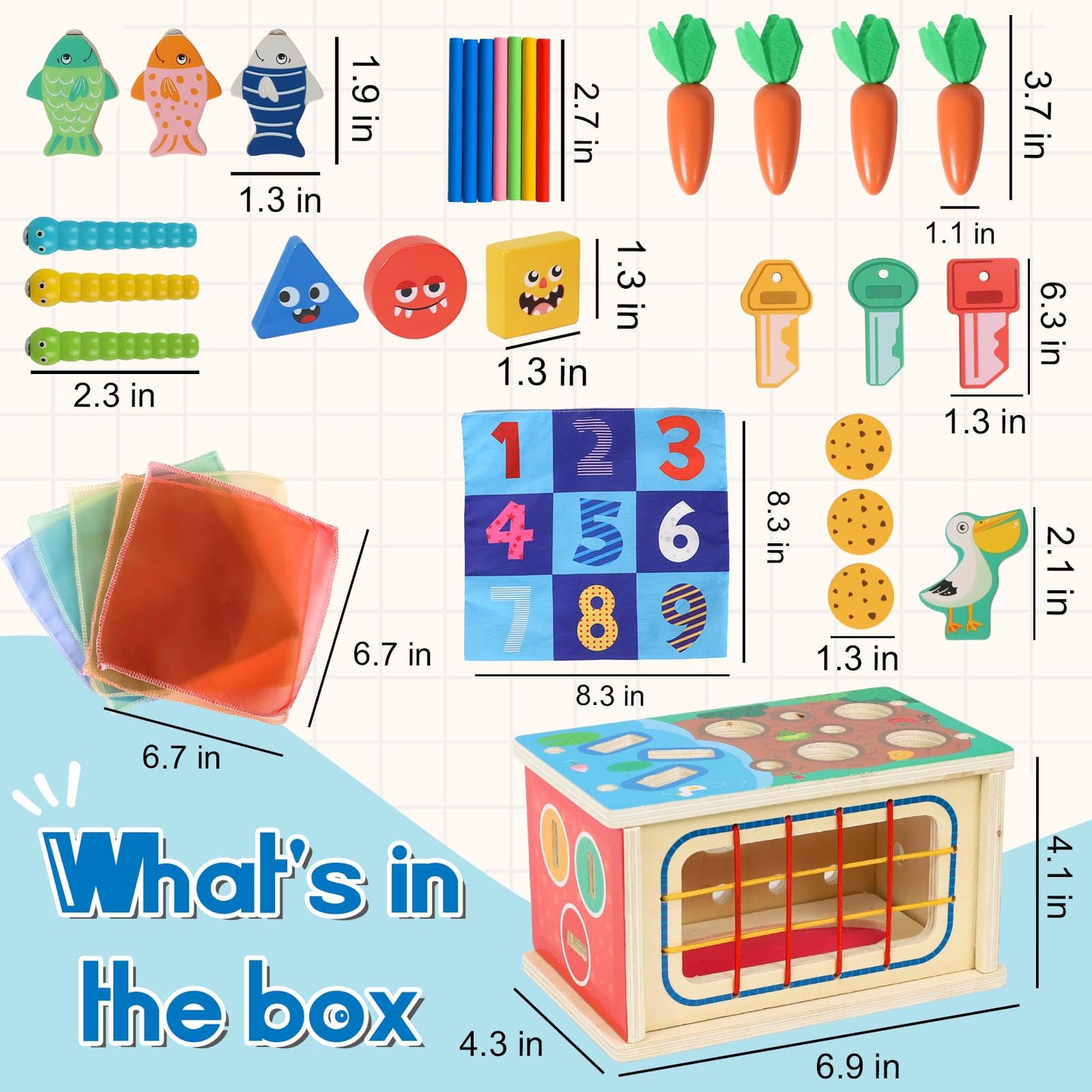 Ancaixin 8-in-1 Montessori Baby Tissue Box Toy for 12+ Months, Wooden Activity Cube, Puzzles 12-18 Months, Sensory Toys for Toddlers 1-3 Preschool Learning, 1 Year Old Boys Girls Baby Birthday Gift