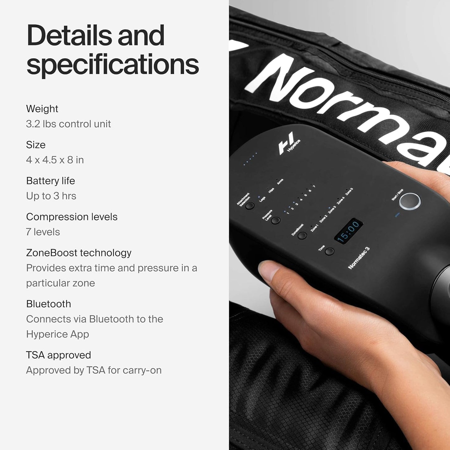Hyperice Normatec 3 - Recovery System with Patented Dynamic Compression Massage Technology (Normatec 3 Standard Size Legs)