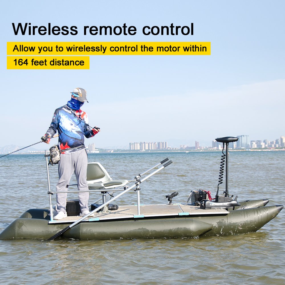 Zichen Haswing CaymanB Bow-Mount Trolling Motor with Wireless Remote, Quick Release - 80LBS Thrust, 54in. Shaft, for Fishing Boat in Freshwater & Saltwater