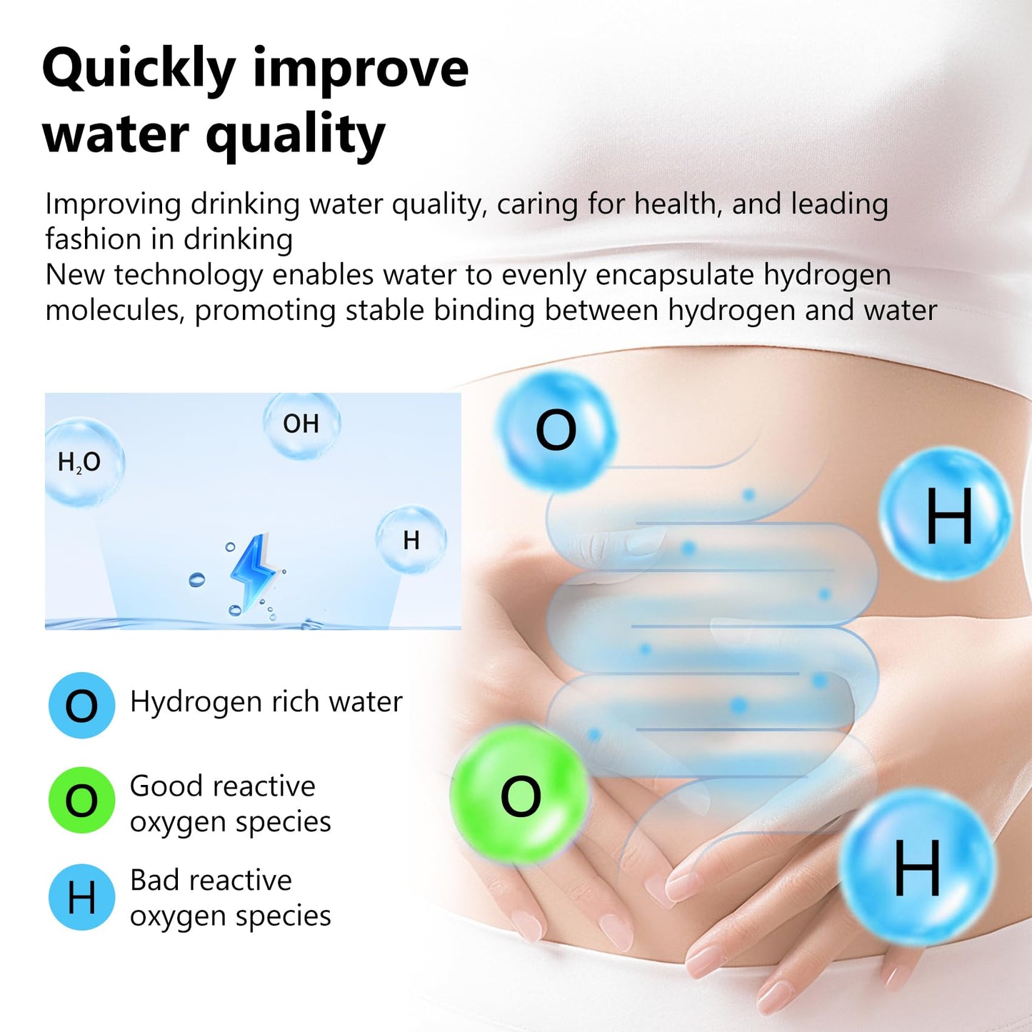 Hydrogen Water Bottle 68oz, Hydrogen Water Bottle Generator with SPE and PEM Technology, Alkaline Hydrogen Water Machine, Balanced Water PH Levels