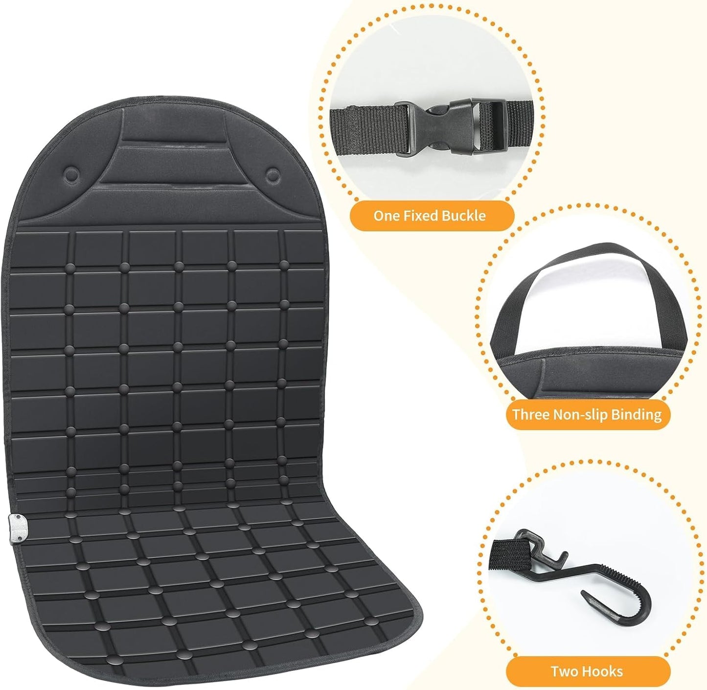 TAILERRI 2 Pack Seat Cushion Winter Cover for Full Back and Seat (Black)