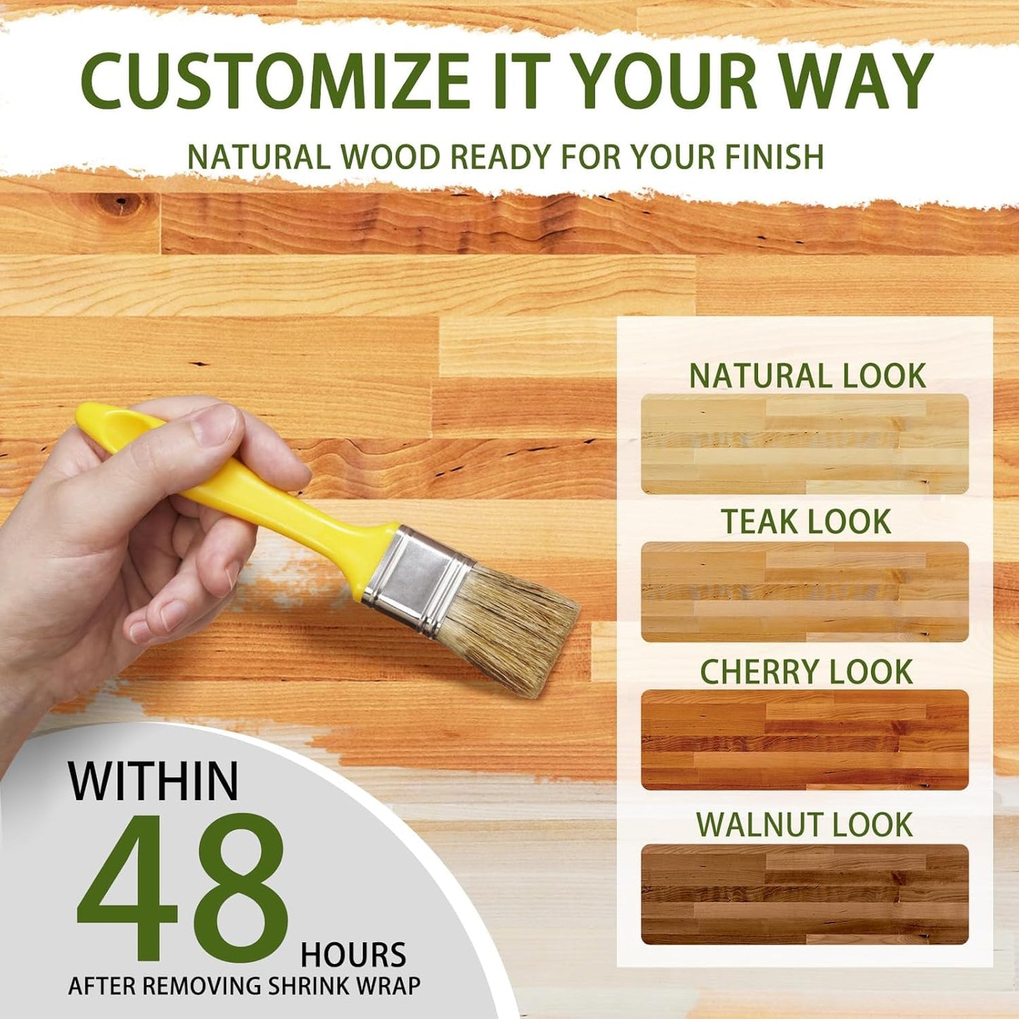 6FT x 39IN Solid Birch Wood Butcher Block Countertop - Intravast 1.5 Inch Thick Unfinished Heavy Duty DIY Butcher Block for Kitchen Island, Bar Top, Workbench, Laundry Room Dining Table