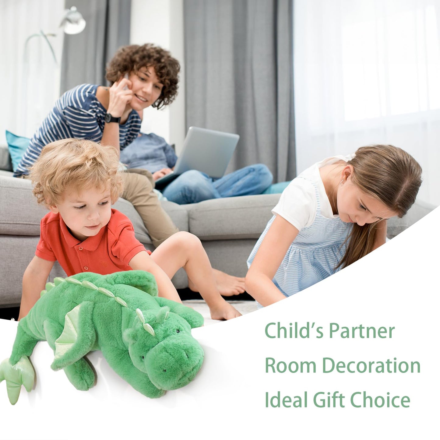 YOUBLEK 40In 5Lb Weighted Stuffed Animals,Cute Plush Dragon,Weighted Stuff Dinosaur Toy for Kids Adult Gift or Decoration (5lb, Green)