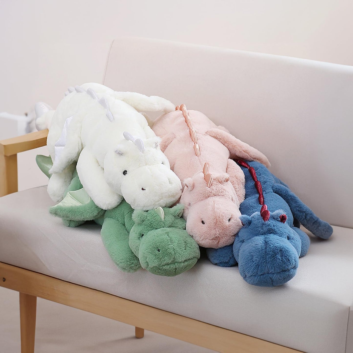 YOUBLEK 40In 5Lb Weighted Stuffed Animals,Cute Plush Dragon,Weighted Stuff Dinosaur Toy for Kids Adult Gift or Decoration (5lb, White)