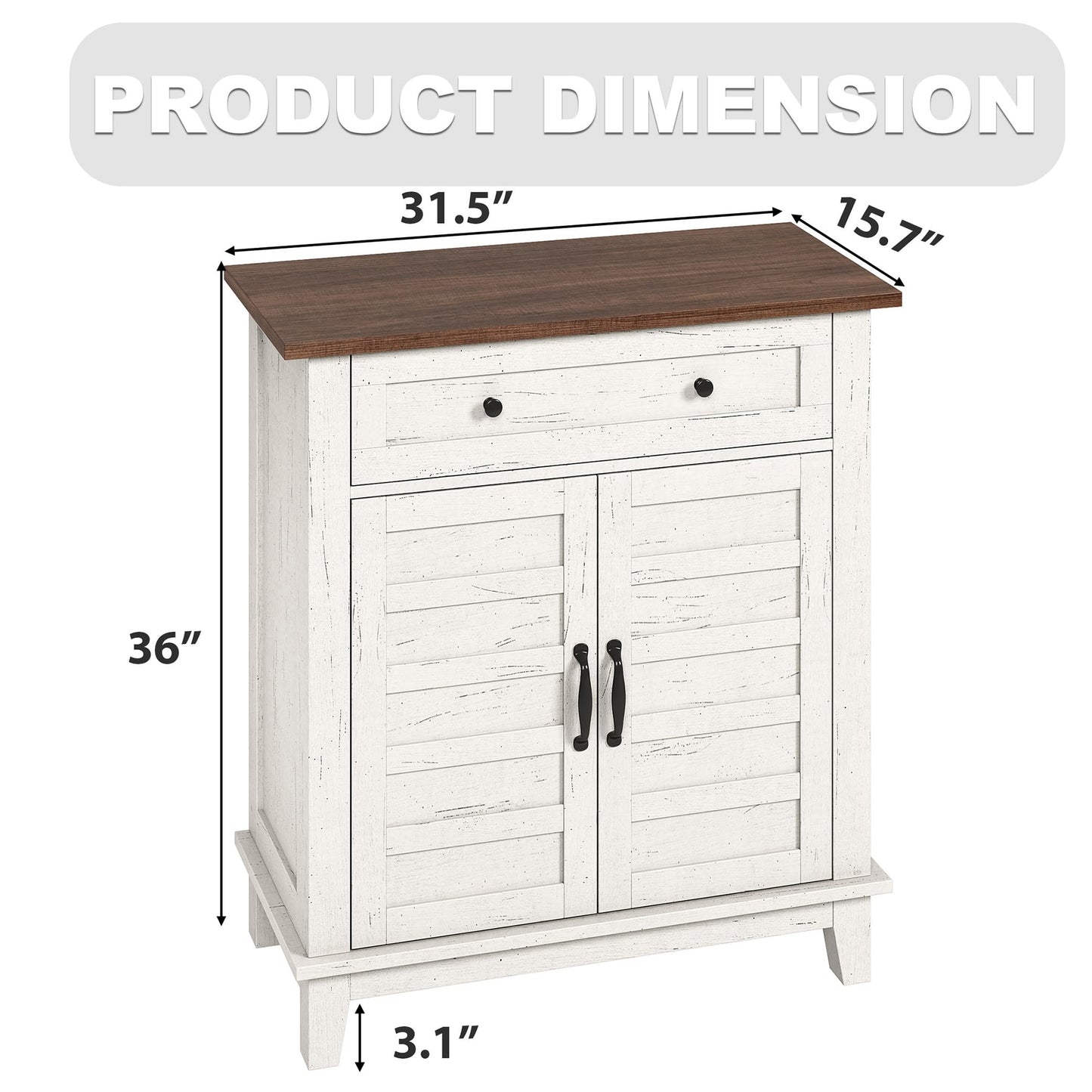 Sideboard Buffet Cabinet, Farmhouse Coffee Bar Storage Cabinet with Adjustable Shelves, Multi-Functional Entryway Storage Cabinet with Doors for Living Room Kitchen and Dining Room, Brown and White