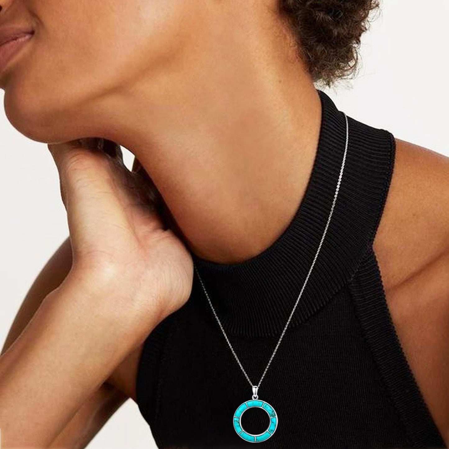 Genuine Turquoise Jewelry Set for Women, Sterling Silver Boho Vintage Neckace and Dangle Earings Western Jewelry Birthdays Gift