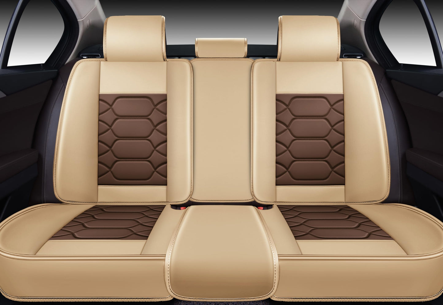 OASIS AUTO Car Seat Covers Full Set, Waterproof Faux Leather Seat Covers for Cars Universal Fit for SUV, Truck, Sedan, Black Premium Car Seat Protector with Front & Back Cushions