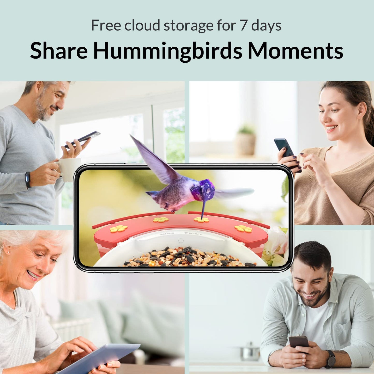 NETVUE Birdfy Camera with Birdfy Hummee Camera, Smart Bird Feeder with Camera, Auto Capture Bird Videos & Birdwatching Up-Close, 2in1 Feeders Attract More Hummingbirds, Ideal Gift