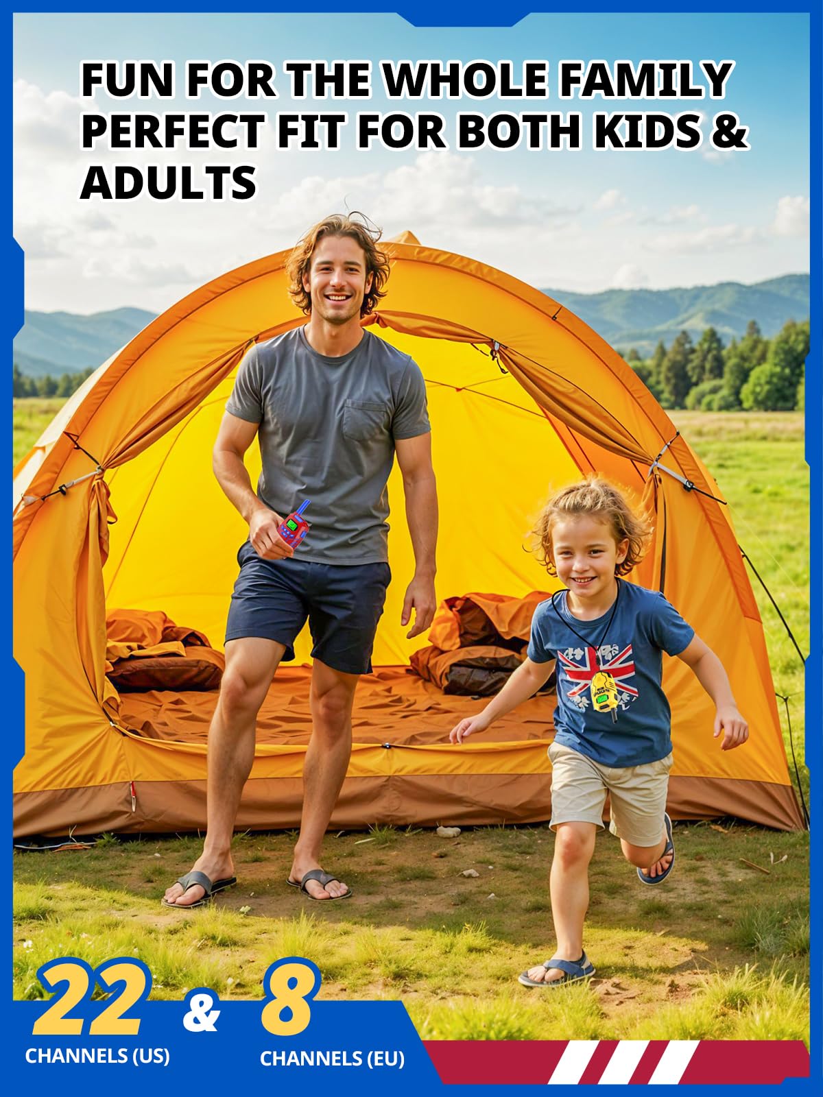 Walkie Talkies for Kids Toys Rechargeable, Long Range 2 Way Radios, Outdoors Park Hiking Road Trip Toys for 3-12 Year Old Boys, Birthday Xmas Gift for Kids, 2 Pack