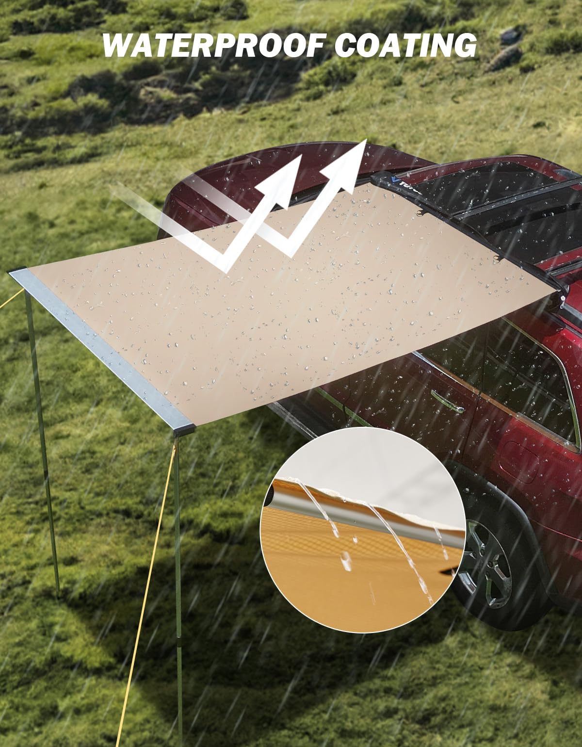 4.6'x6.6' Roof Rack Pull-Out Sun Shade+Foldable Mattress