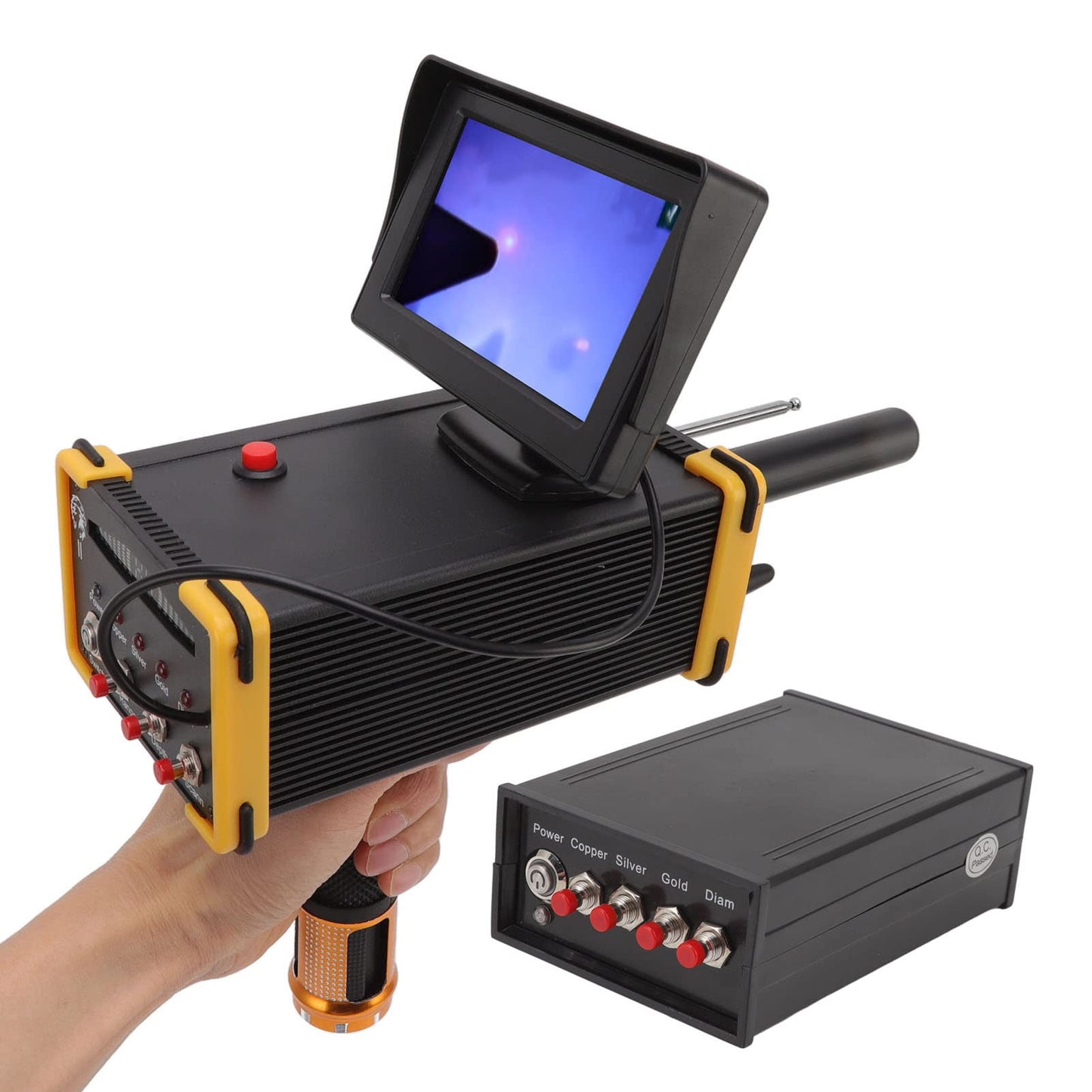 Metal Detector Scanner Device 15m Deep Professional Gold Finder Underground Location Detecting Identifying Machine with Search Range 1000m 100‑240V (US Plug)