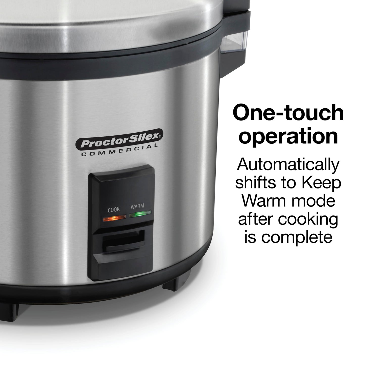 Proctor Silex Commercial 37560R Rice Cooker/Warmer, 60 Cups Cooked Rice Capacity, Nonstick Inner Pot, Hinged Lid, Stainless Steel Housing, Conforms to NSF