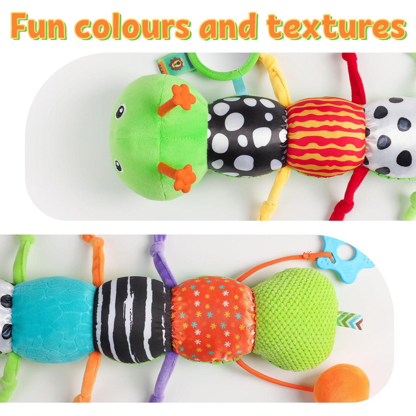 LIGHTDESIRE Baby Toys Musical Caterpillar,Infant Toys Stuffed Animals with Ruler Design,Mirror,Pull String&Ring Bell,Baby Teething Toy for Tummy Time Toy Newborn Boy Girl 3 6 12 Months(Grass Green)