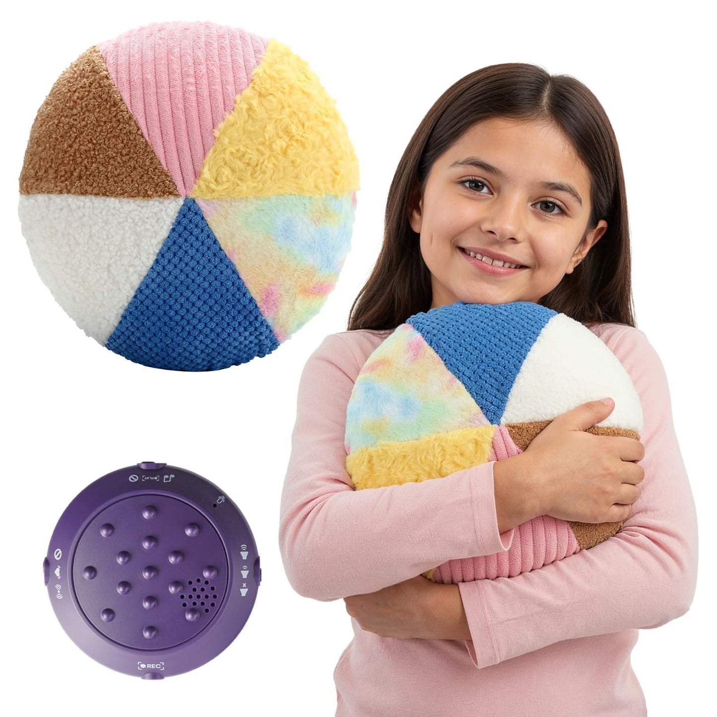 Special Supplies Vibrating Pillow Sensory Pressure Activated Calm for Kids and Adults, 14” Plush Minky Soft Cover with Textured Therapy Stimulation Bumps- 3 Vibration Modes, Music & Voice Recording
