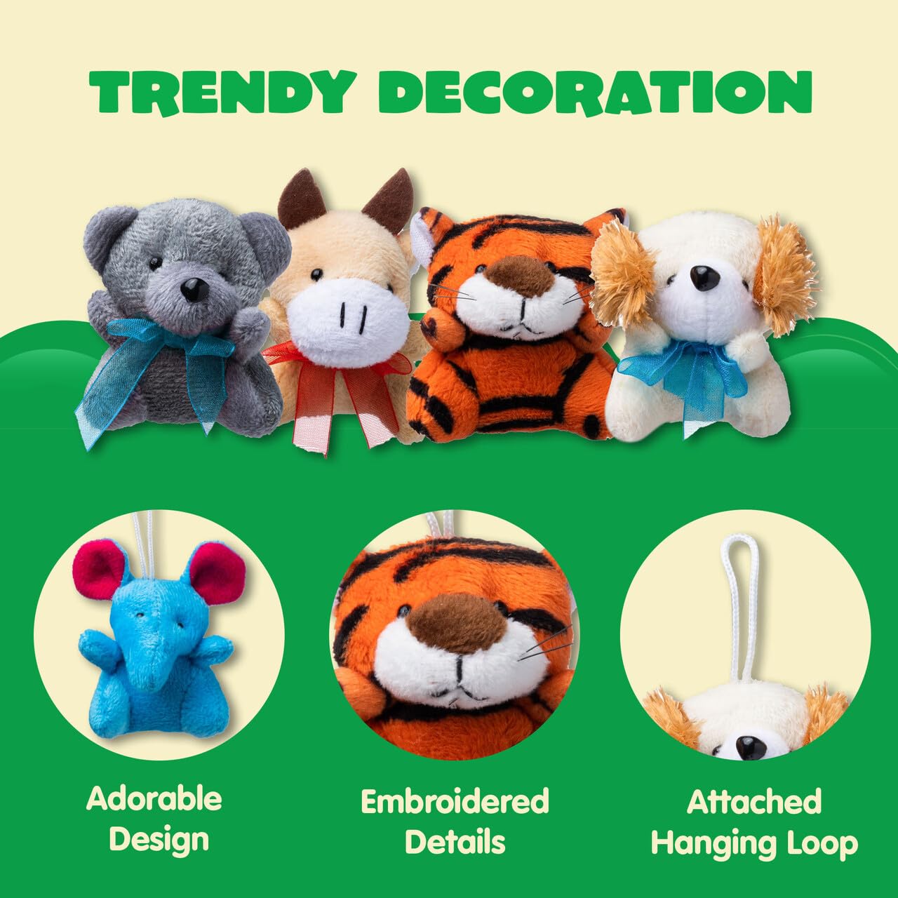 JOYIN 12 Pack Random Mini Animal Plush Toy Assortment (12 Units 3" Each),Bulk Stuffed Animals for Kids, Small Animals Plush Keychain Decoration, Carnival Prizes, Birthday Goodie Bags & Party Favors