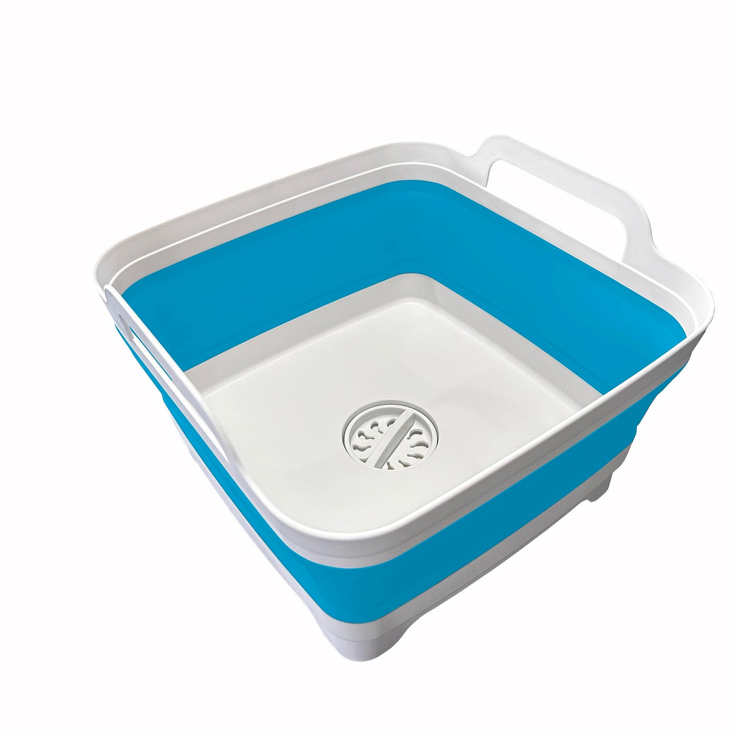 9L (2.4Gal) Dish Basin Collapsible with Drain Plug Carry Handles,Kitchen Storage Tray Dish Wash Basin, Portable Dish Tub, Foldable Dishpan for Camping,RV,Gray
