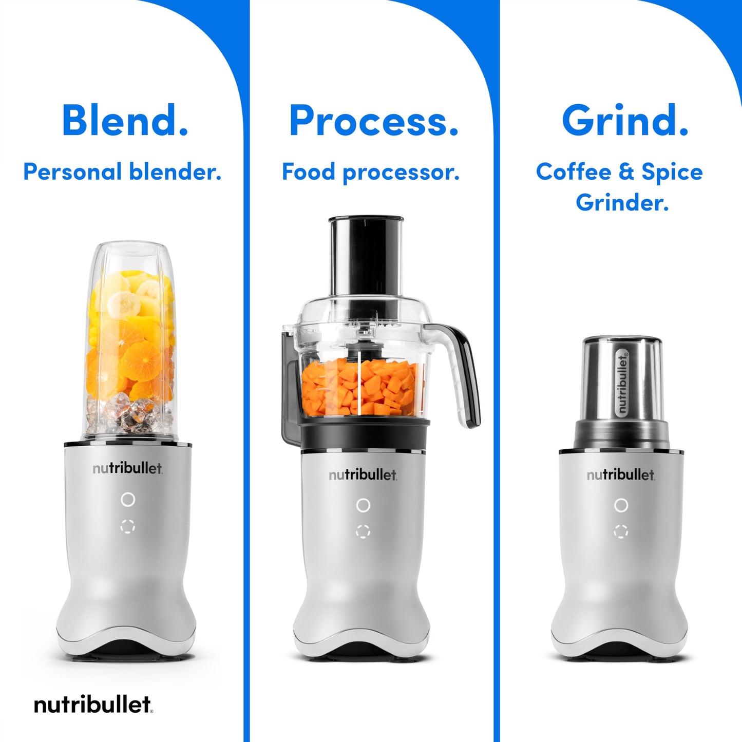 nutribullet® Ultra Plus+ 3-1 Compact Kitchen System, 1200W Kitchen System with Blender, Food Processor, and Coffee and Spice Grinder, 32oz and 24oz Blending Cups, 2-Cup Food Processor, Pearl White