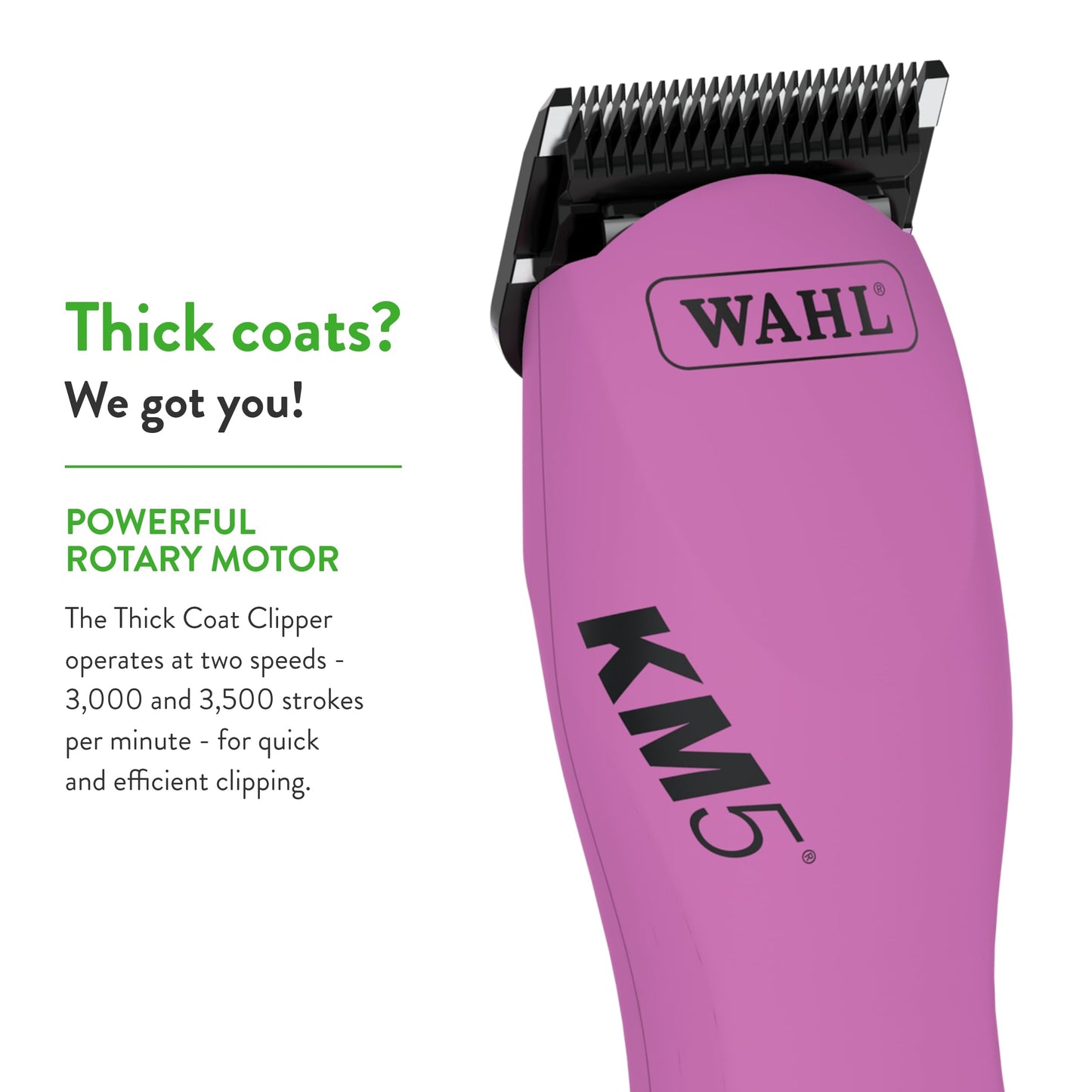 Wahl Professional Animal Thick Coat Pet Clipper & Dog Clipper (#9787-300) - Hair Remover - Grooming Clippers for Dog, Cat - for Thick Haired Pets - 2 Speeds - Pink