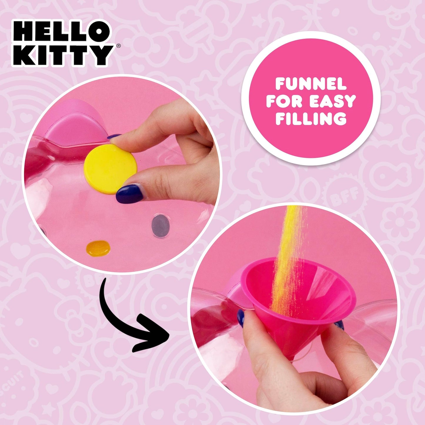 Hello Kitty Activity Doll, Reusable Hello Kitty Toys, Fill with Sand Art or Water, Includes Waterproof Doll, Shovel and Funnel, Sensory Toys for Kids, Great Toddler Activities, Toddler Travel Toys