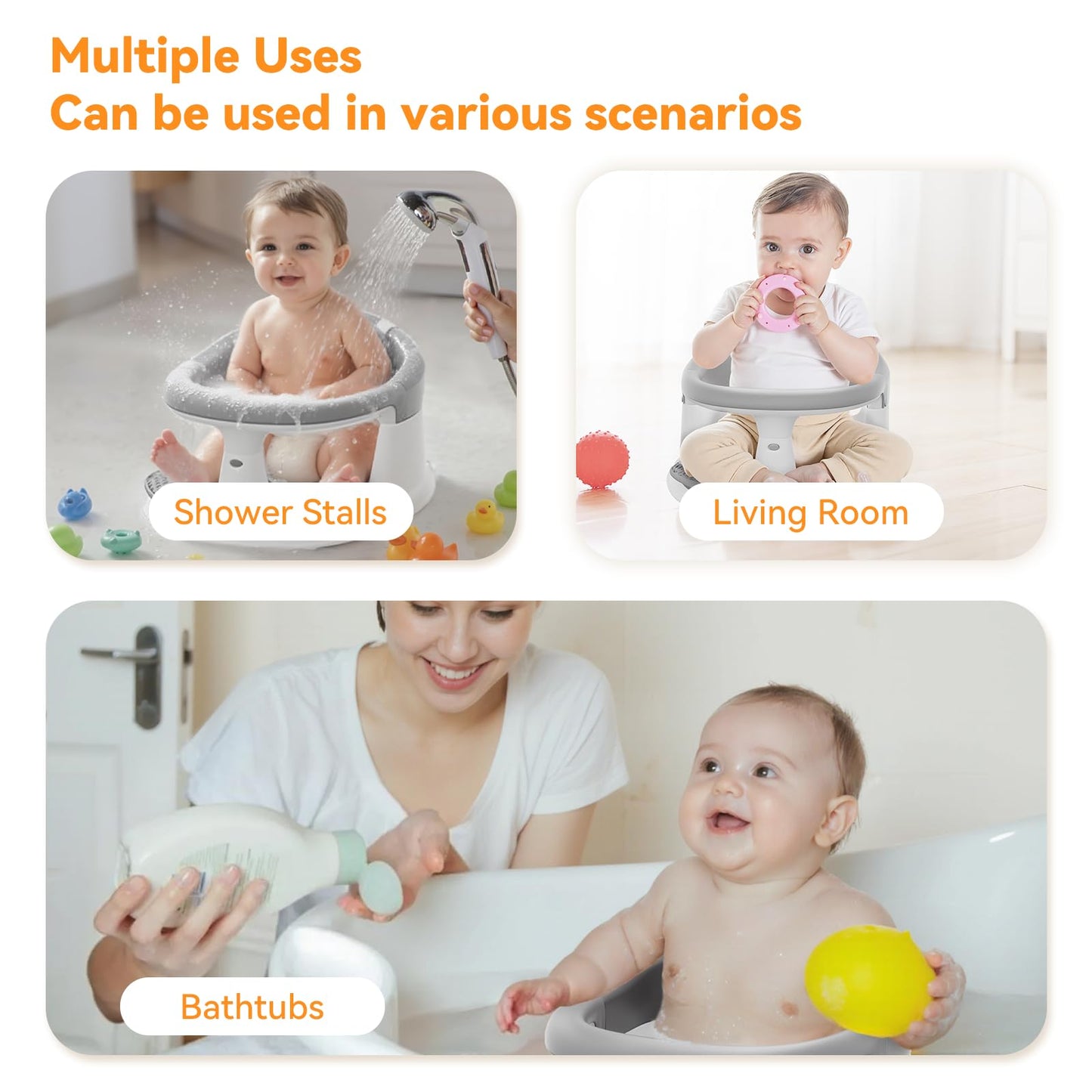 Baby Bath Seat for Babies 6 Months & Up - 360° Protection Bath Seats for Babies Sitting Up | Baby Bath Chair with Temperature Alert & Cushion | Toddler Bath Seat Newborn Infants Baby Bathtub Seat