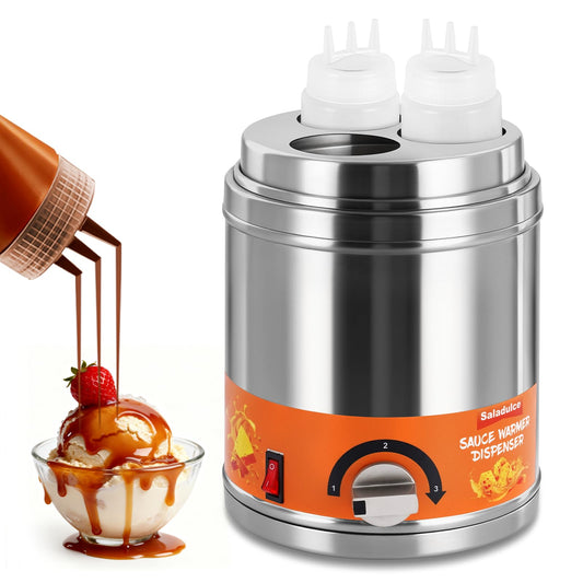 Electric Sauce Warmer Dispenser Commercial Cheese Sauce Bottles Warmer Hot Fudge Warmer Dispenser 3-Bottles Warmer for Cheese Sauce Hot Chocolate Fudge Caramel 86-185℉ 110V