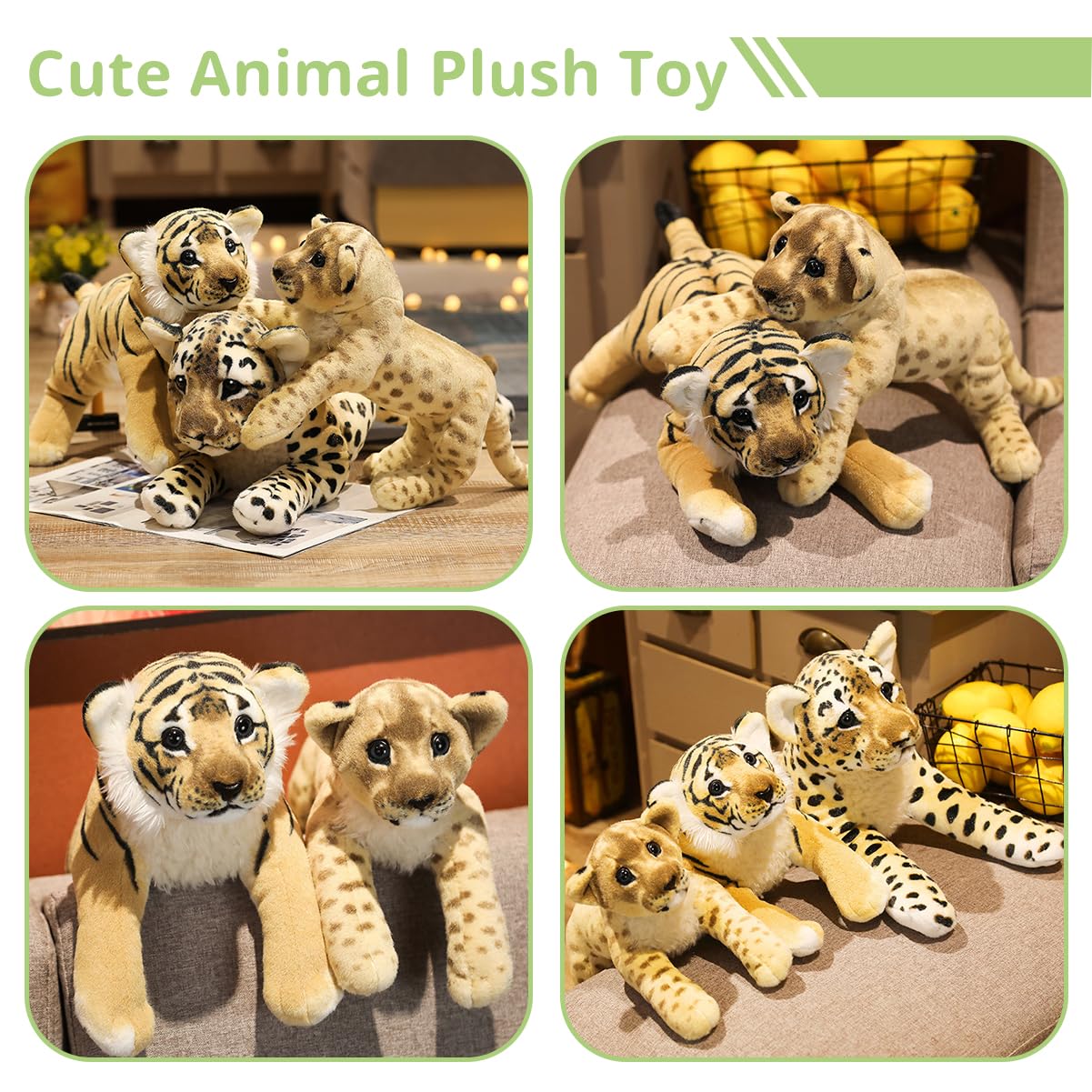 VYUSIT Tiger Stuffed Animal Large Stuffed Tiger Plush Jungle Stuffed Animal Soft Baby Plush Tiger Stuffy Simulation Cute Plushie Toys Birthday for Kids Boys 16"