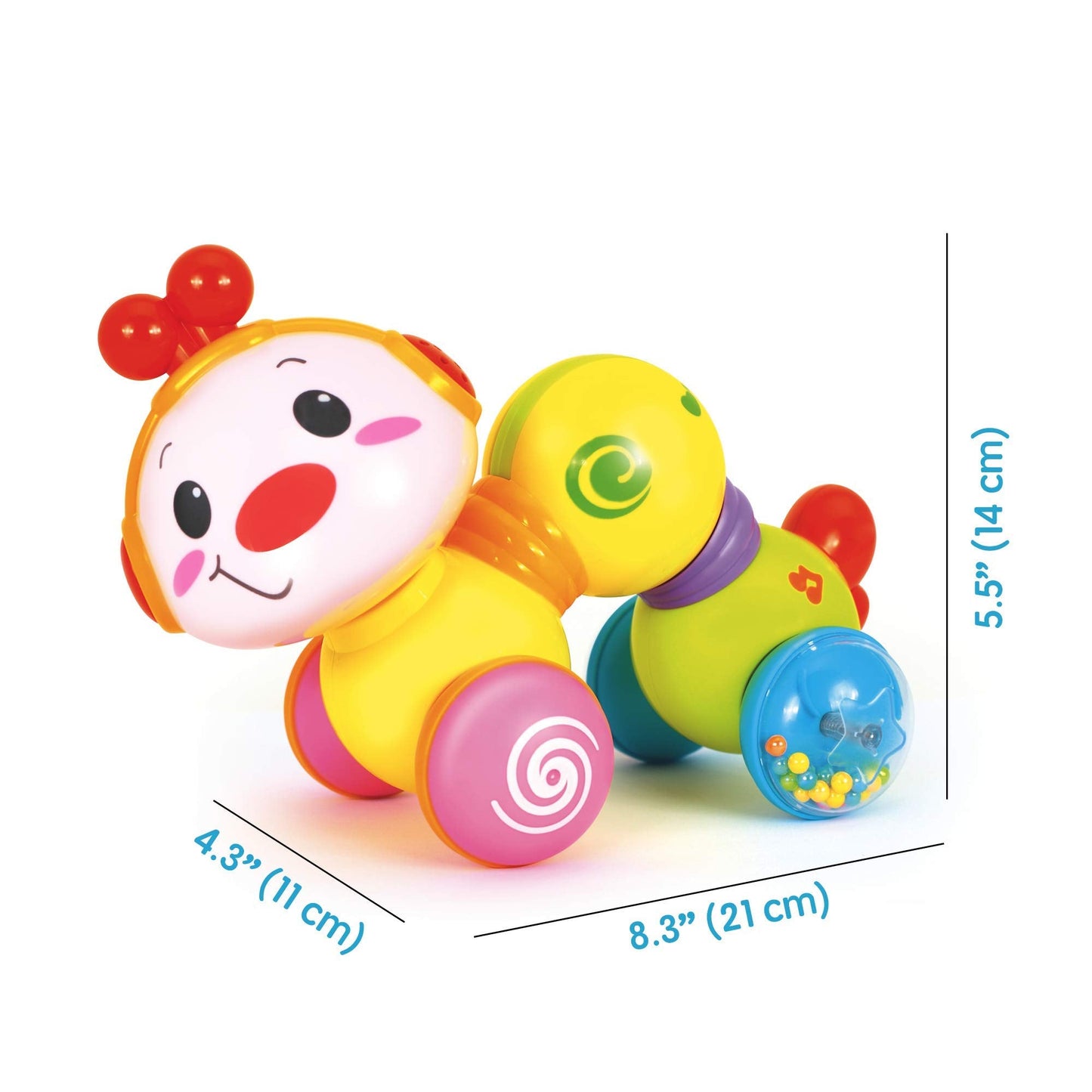 Stone and Clark Musical Press & Go Caterpillar Toy, Baby Toys 6 to 12 Months, Light Up Head Inchworm Infant Toys, Baby Crawling & Educational Toys for 1 Year Old Boys & Girls