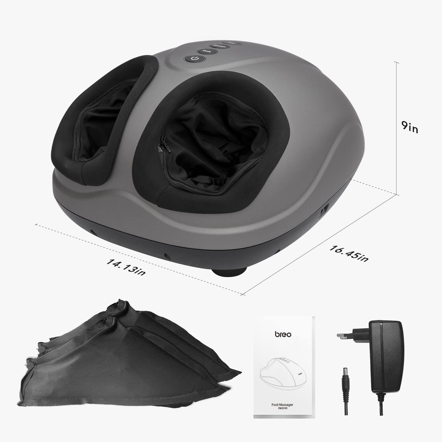 Breo Foot Massager with Heat, Deep Tissue Kneading, Shiatsu Massage Machine for Relax, Relieve Foot Pain, Plantar Fasciitis, Fits Feet Up to Men Size 14, Mother's Day Gift