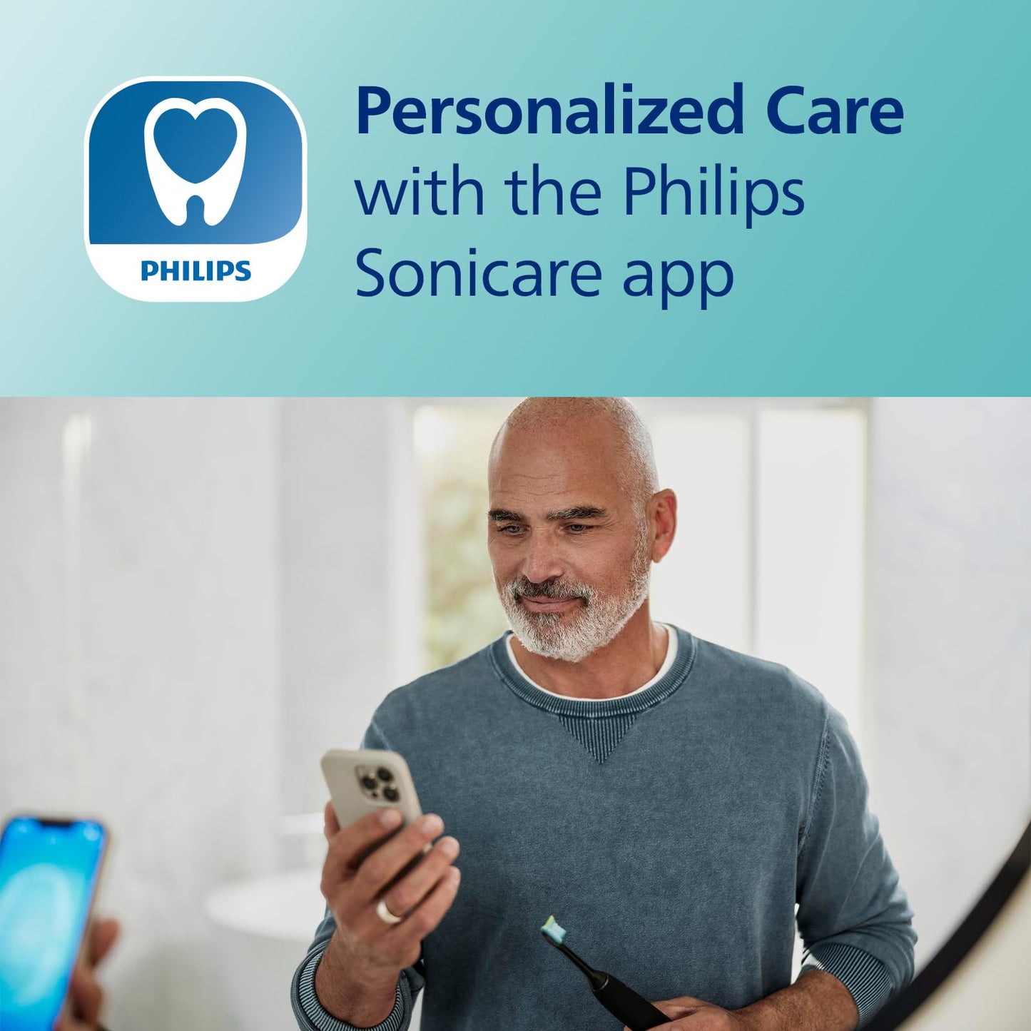 Philips Sonicare DiamondClean Smart 9700 Electric Toothbrush, Sonic Toothbrush with App, Pressure Sensor, Brush Head Detection, 5 Brushing Modes and 3 Intensity Levels, Lunar Blue, Model HX9957/71