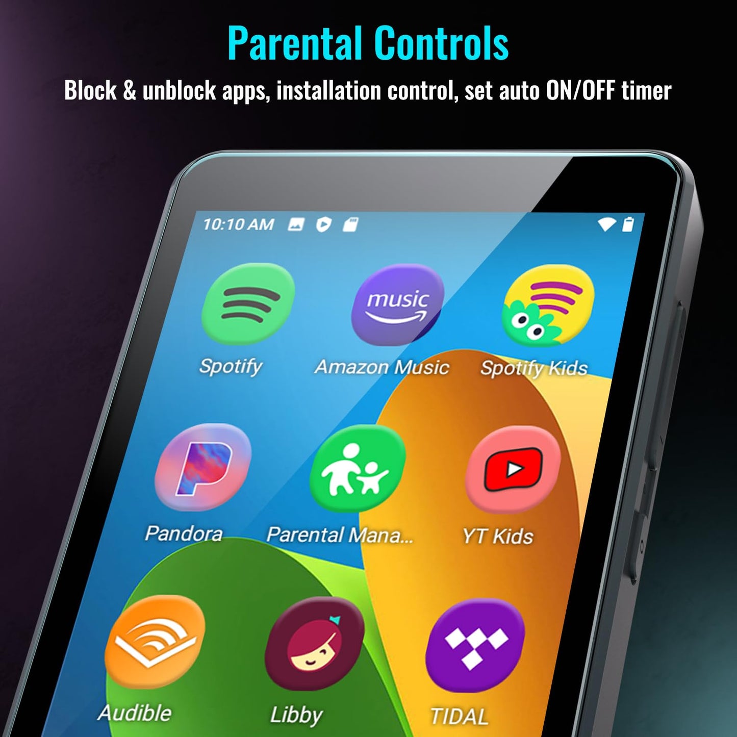 MP3 Player for Kids with Spotify, App Store, Parental Controls, Spotify Kids, YouTube, Amazon Music, Libby, 4.0" IPS MP4 Music Player Up to 1TB (Black)